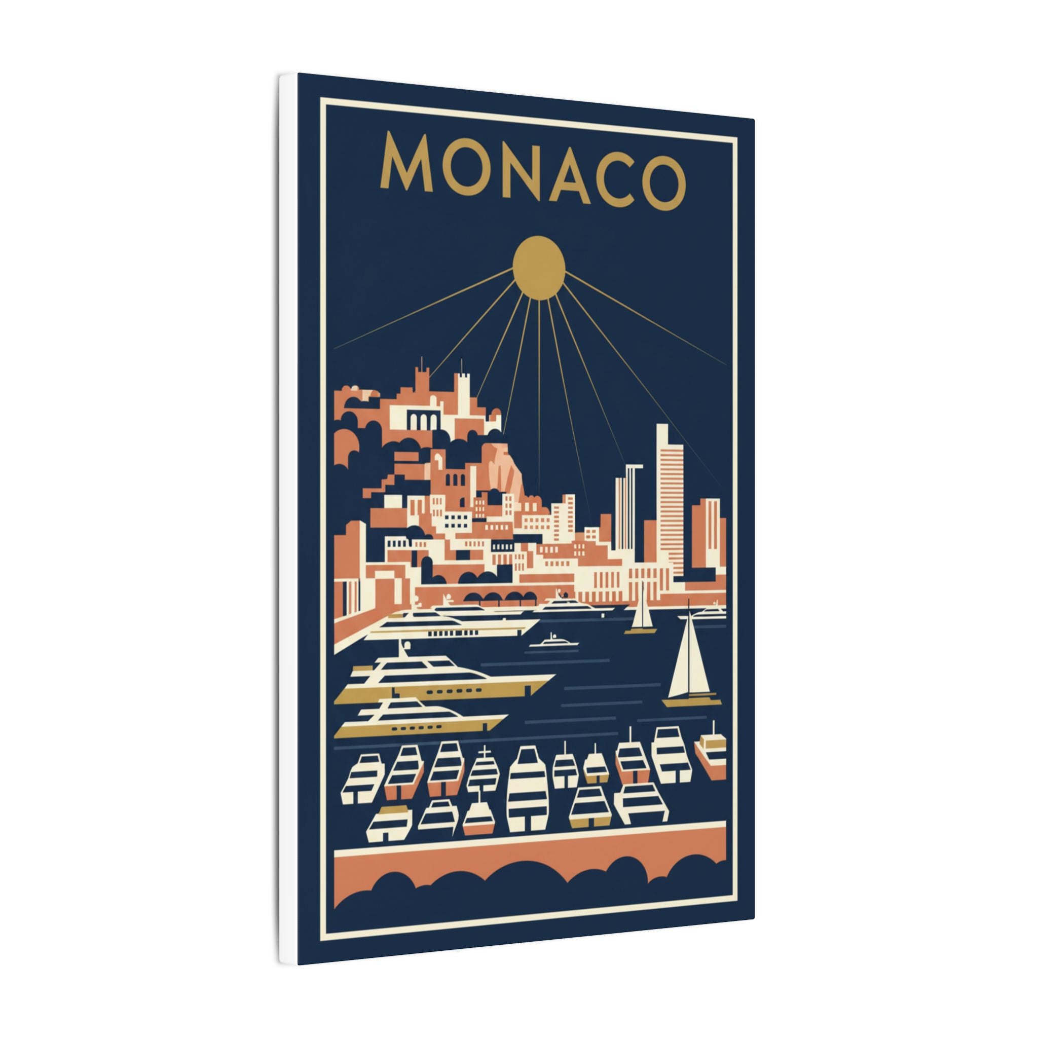 Monaco Harbour Vintage Travel Poster Canvas
