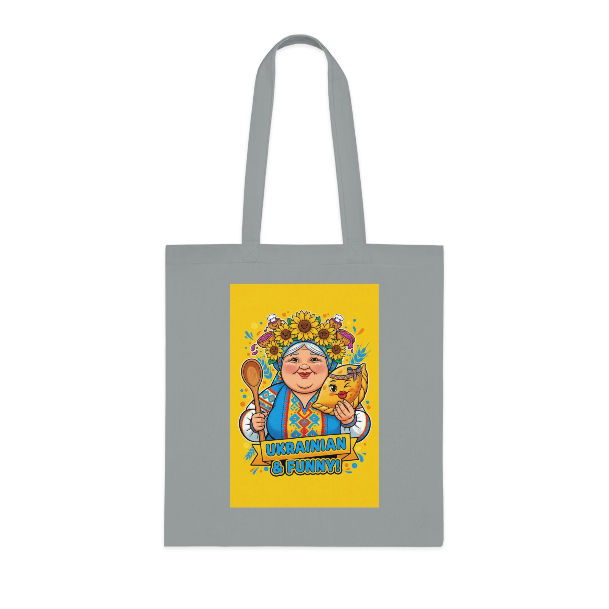 Ukrainian Grandma Illustration Cotton Tote — Folk Art Market Bag
