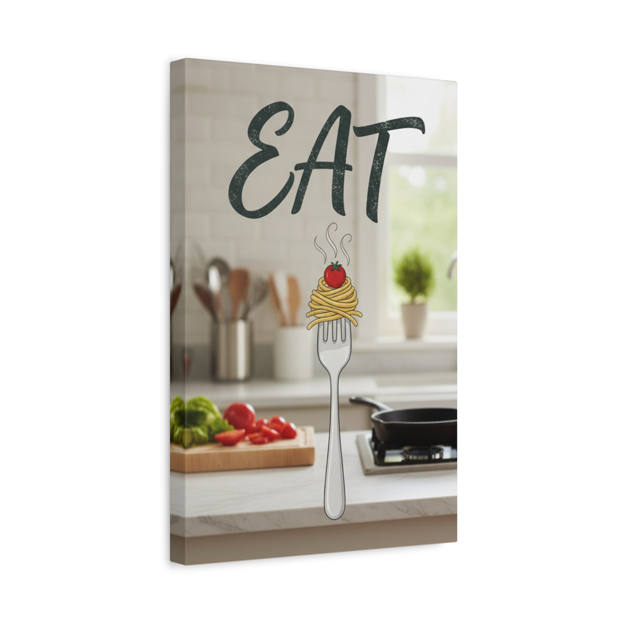 Eat Pasta Kitchen Canvas Wall Art — Rustic Culinary Decor