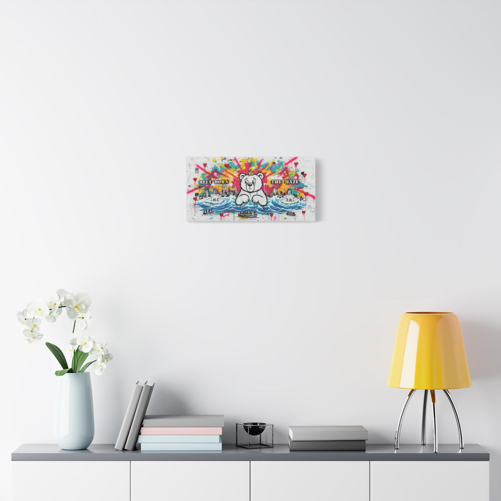 Graffiti Teddy Bear Canvas Art — "Melt Down the Haze" Stretched Matte Print