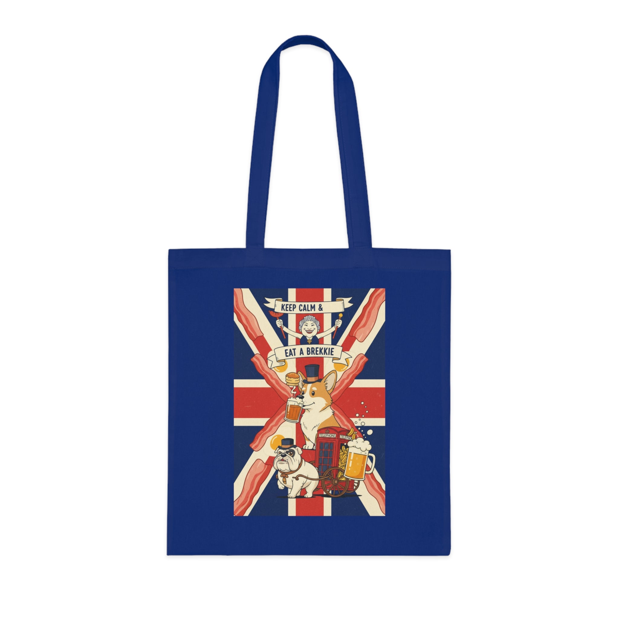 Keep Calm and Eat a Scone Cotton Tote — British Flag Bakery Illustration Grocery Bag