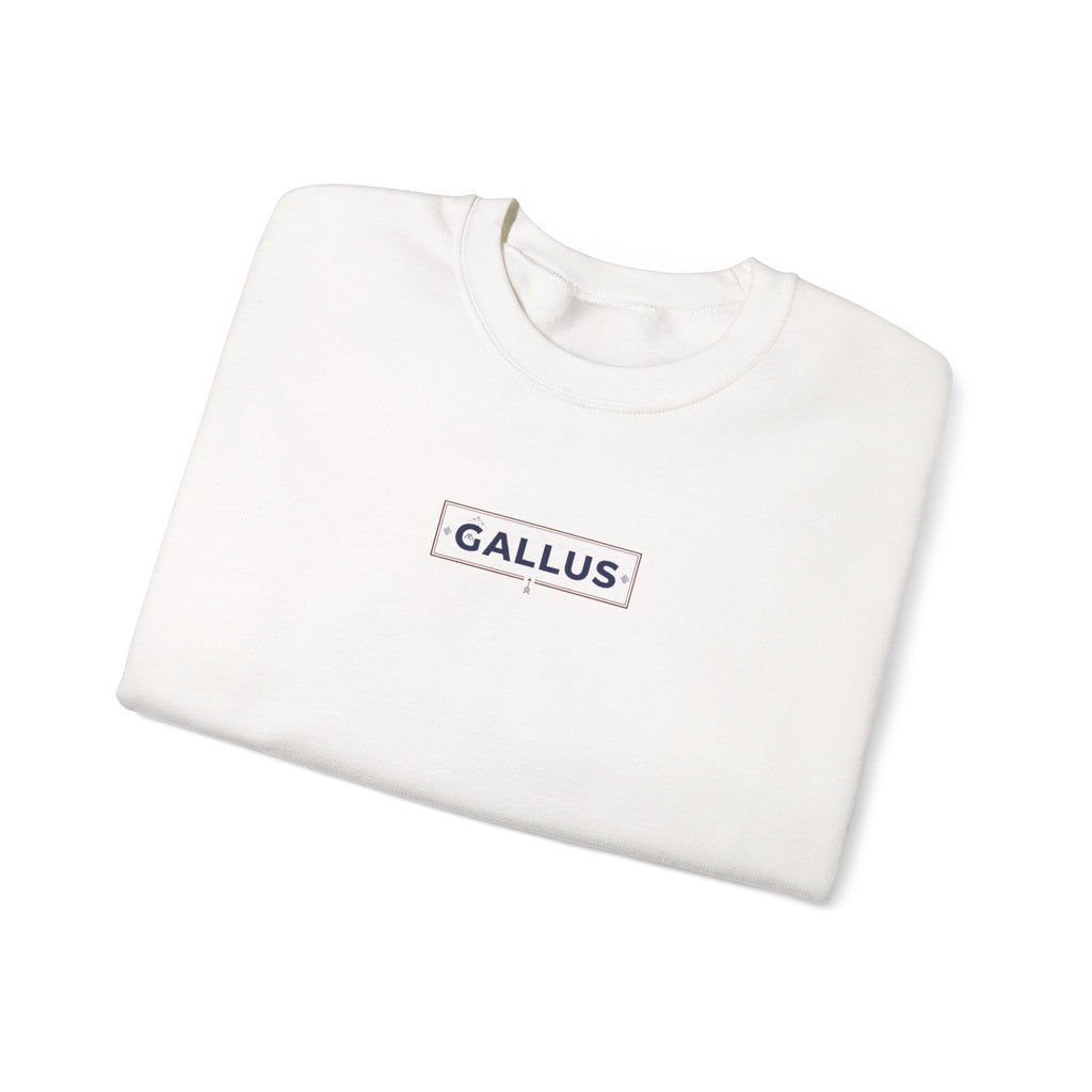 Crewneck Sweatshirt — Gallus Minimal Logo & Retro Arch “Don’t Look… It Is A Long Way Up”