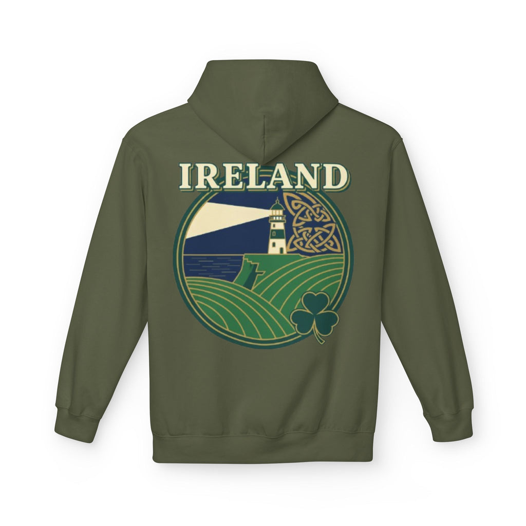 Ireland Lighthouse Hoodie — Celtic Shamrock Travel Sweatshirt