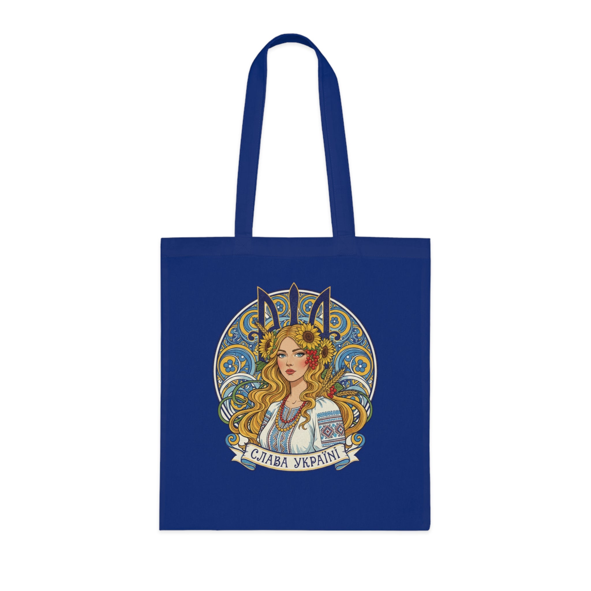 Tote Bag — Slava Ukraini Floral Folk Art Cotton Tote
