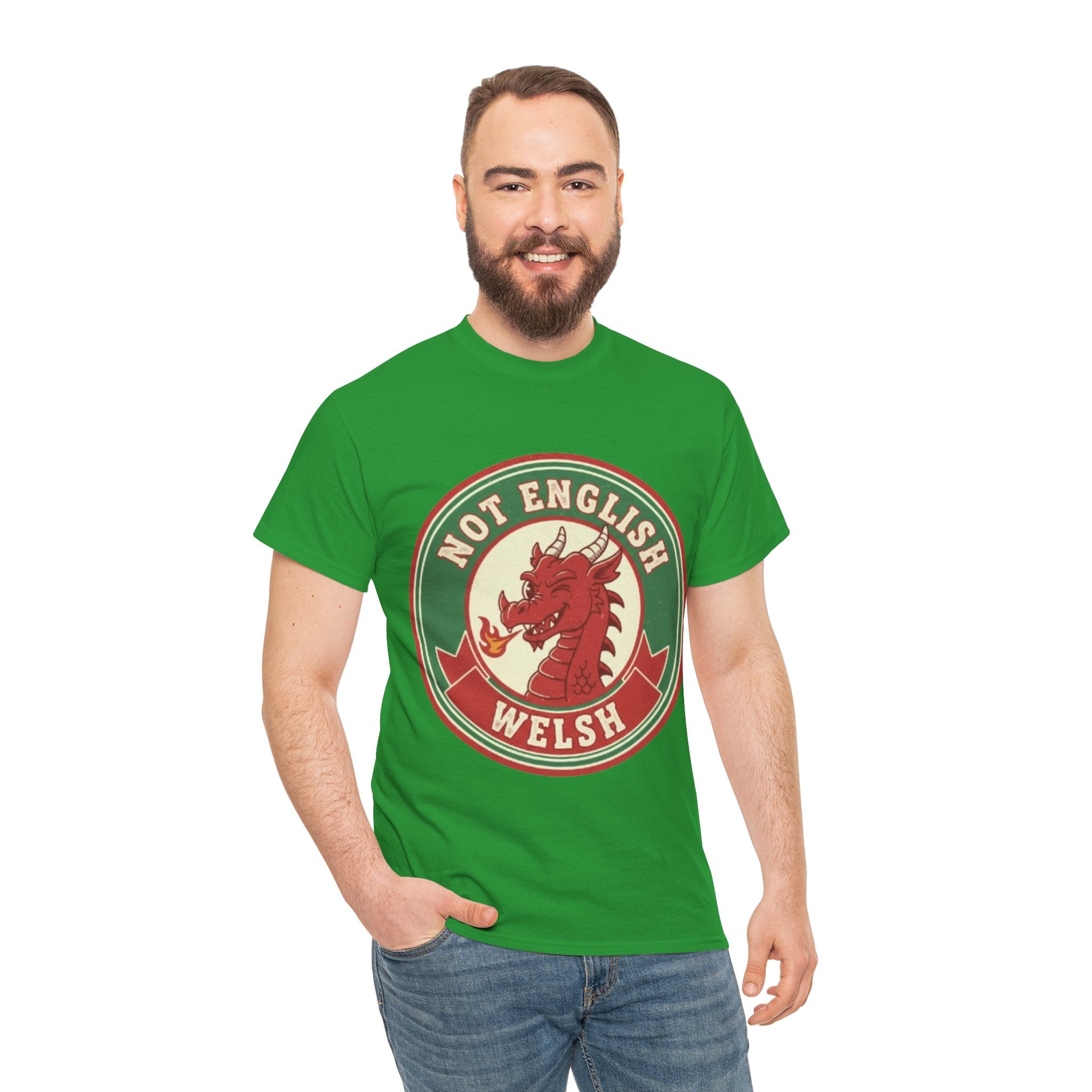 Not English Welsh T‑Shirt — Funny Wales Dragon Tee for Welsh Pride