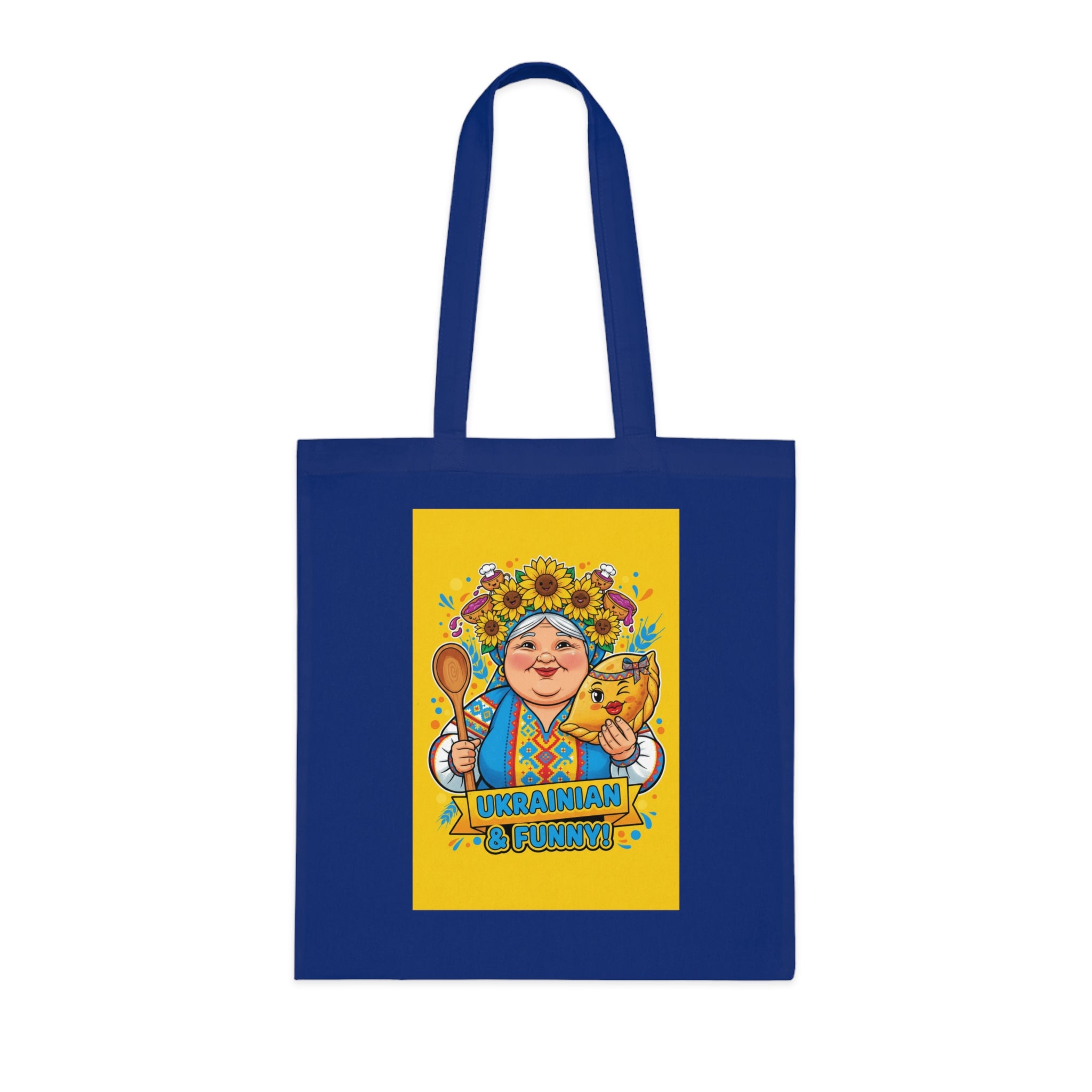 Ukrainian Grandma Illustration Cotton Tote — Folk Art Market Bag