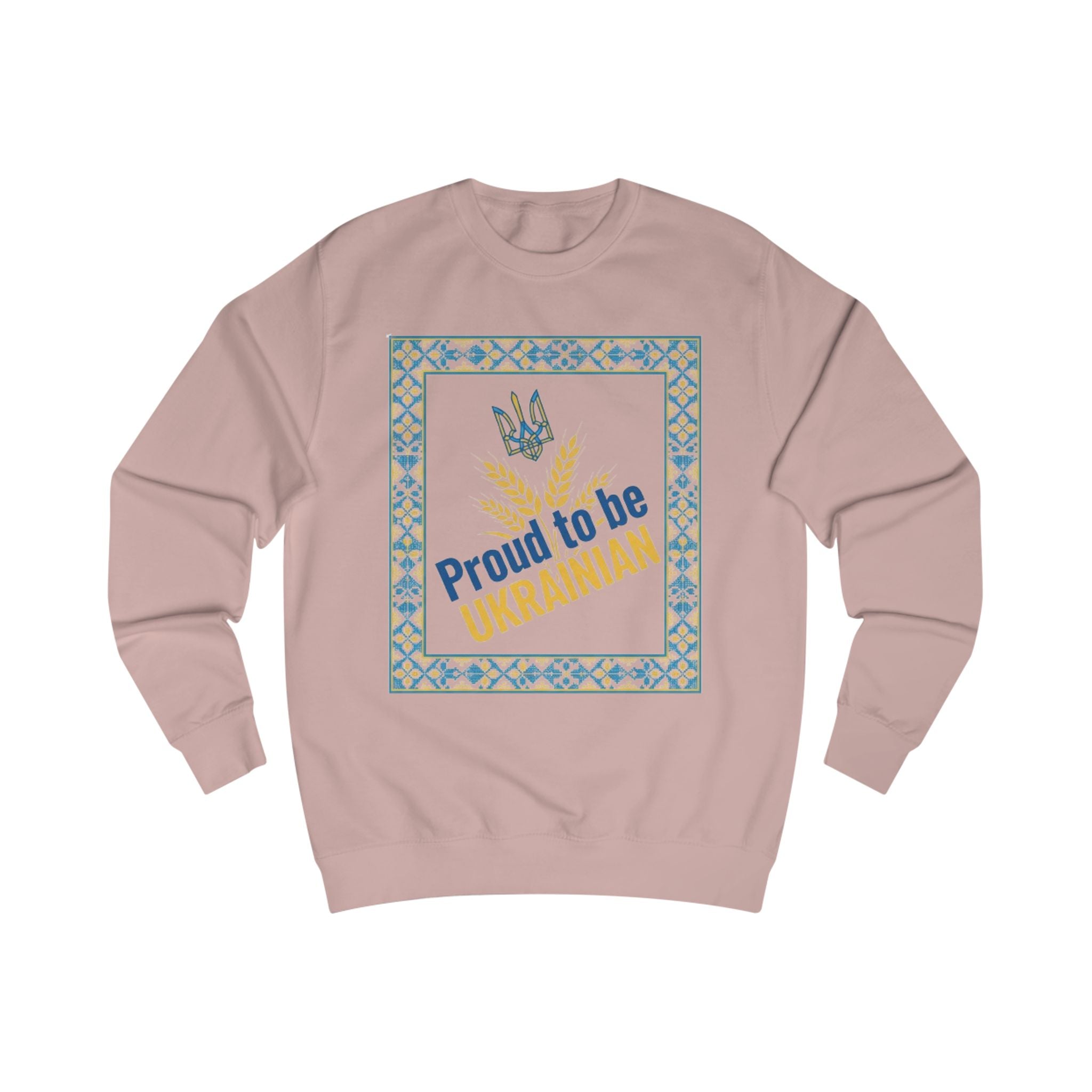 Proud to Be Ukrainian Sweatshirt — Ukrainian Pride Crewneck with Trident & Wheat Design