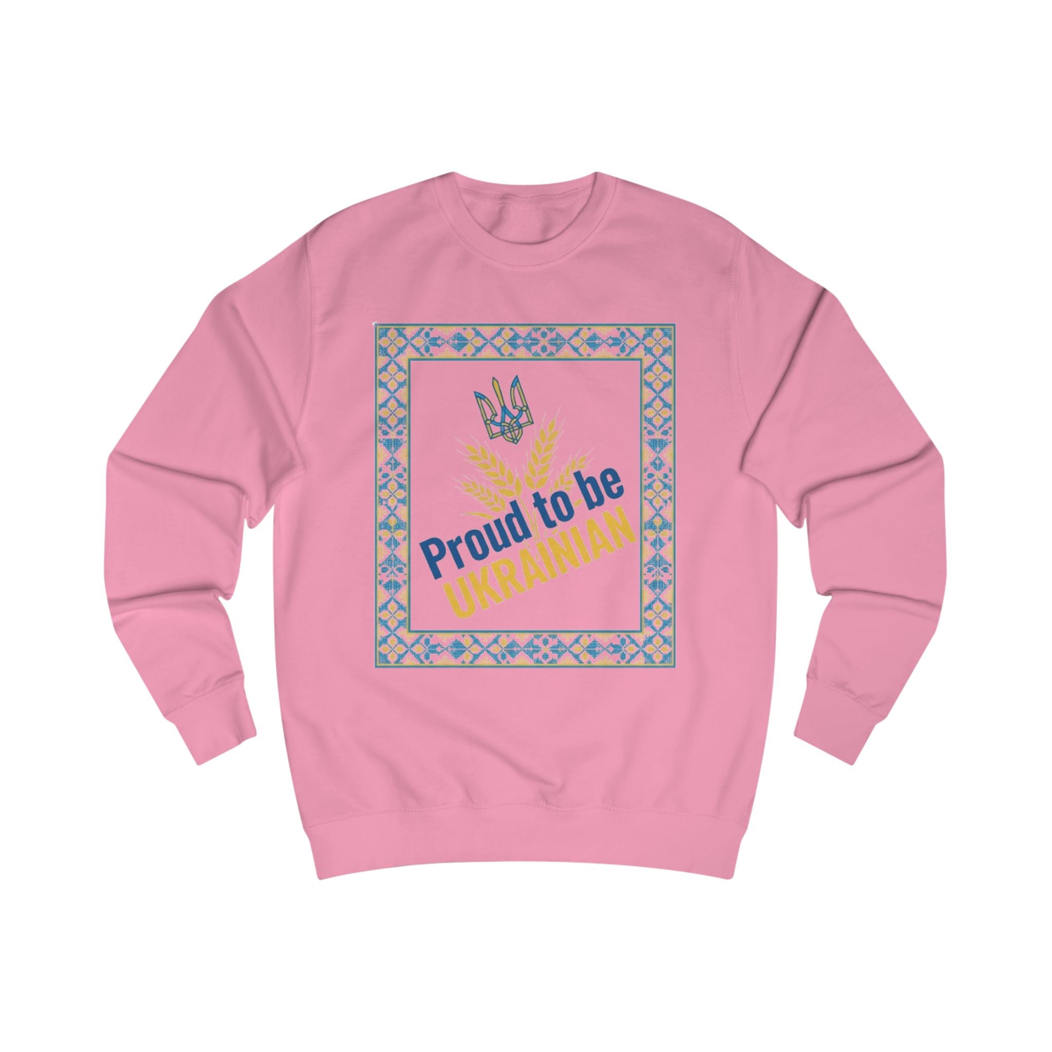 Proud to Be Ukrainian Sweatshirt — Ukrainian Pride Crewneck with Trident & Wheat Design