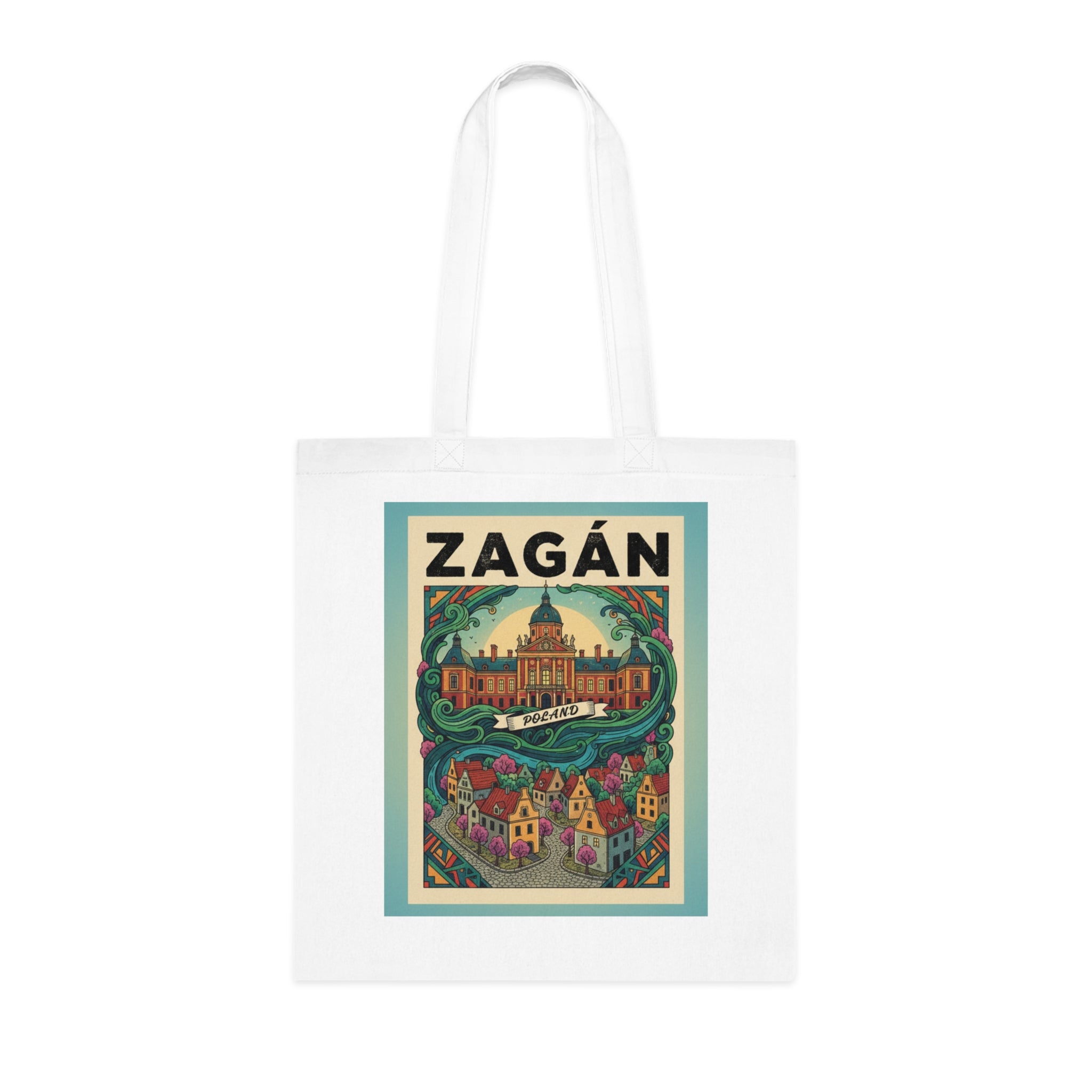Zagán Vintage Travel Tote Bag — Retro Cityscape Cotton Market Bag