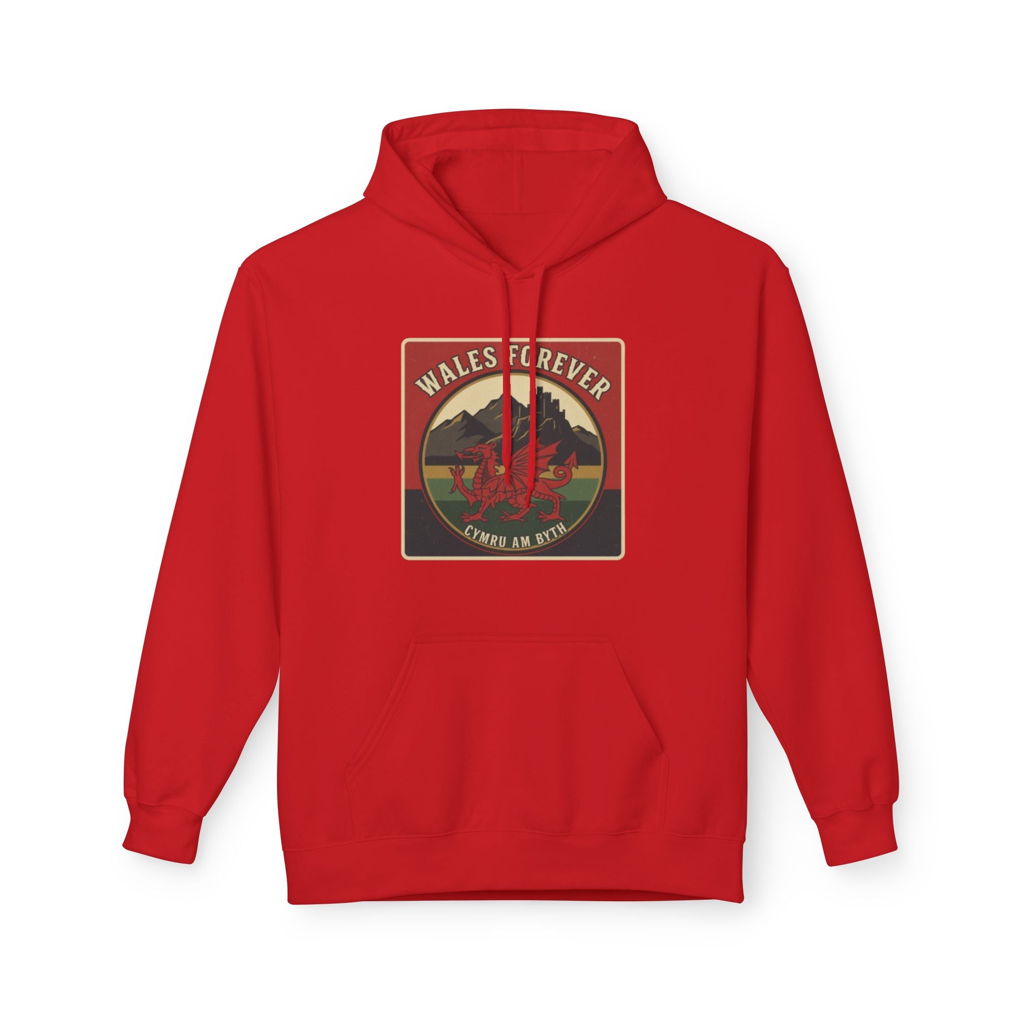 Wales Forever Hoodie — Vintage Welsh Dragon Mountain Graphic