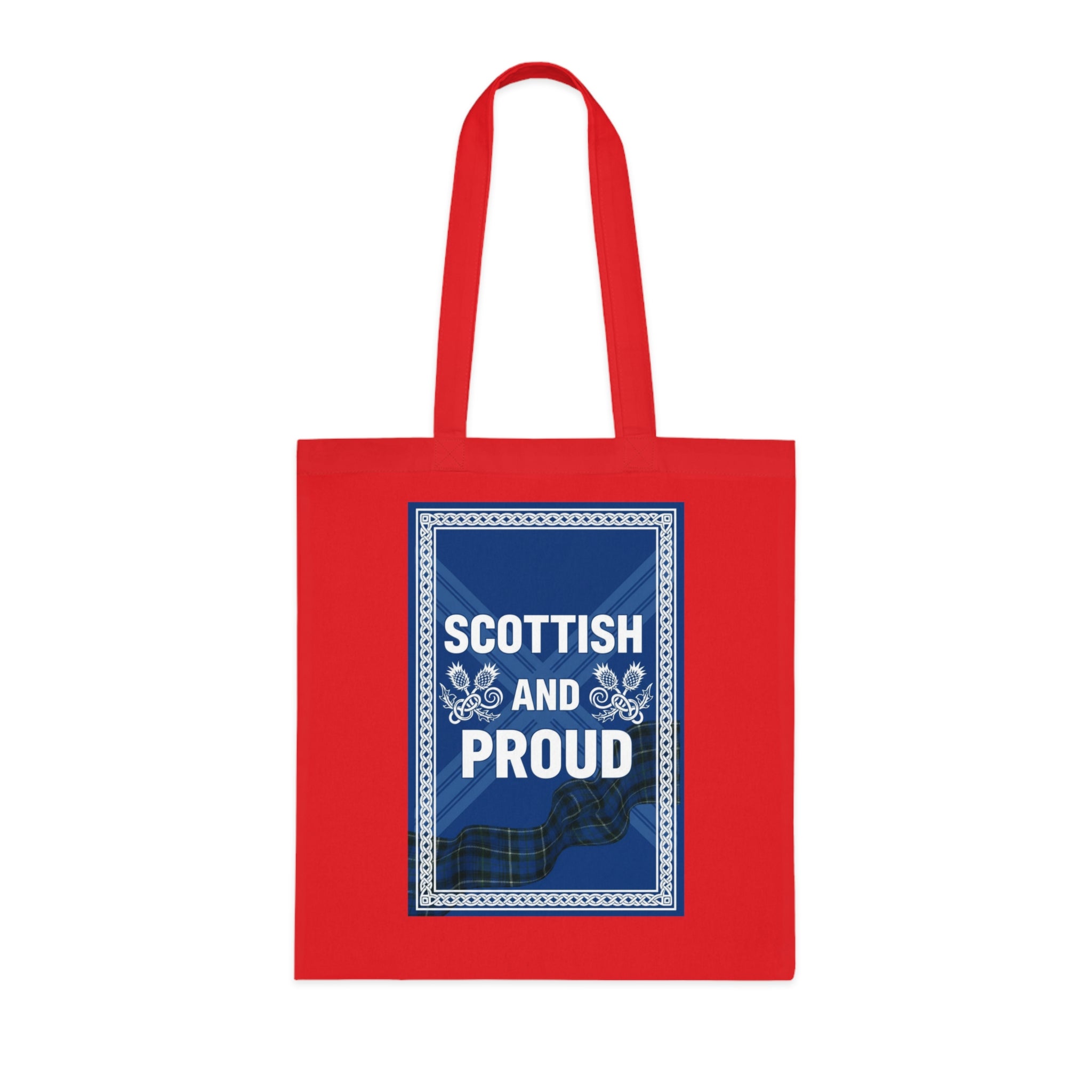 Scottish and Proud Cotton Tote – Blue Tartan Reusable Bag