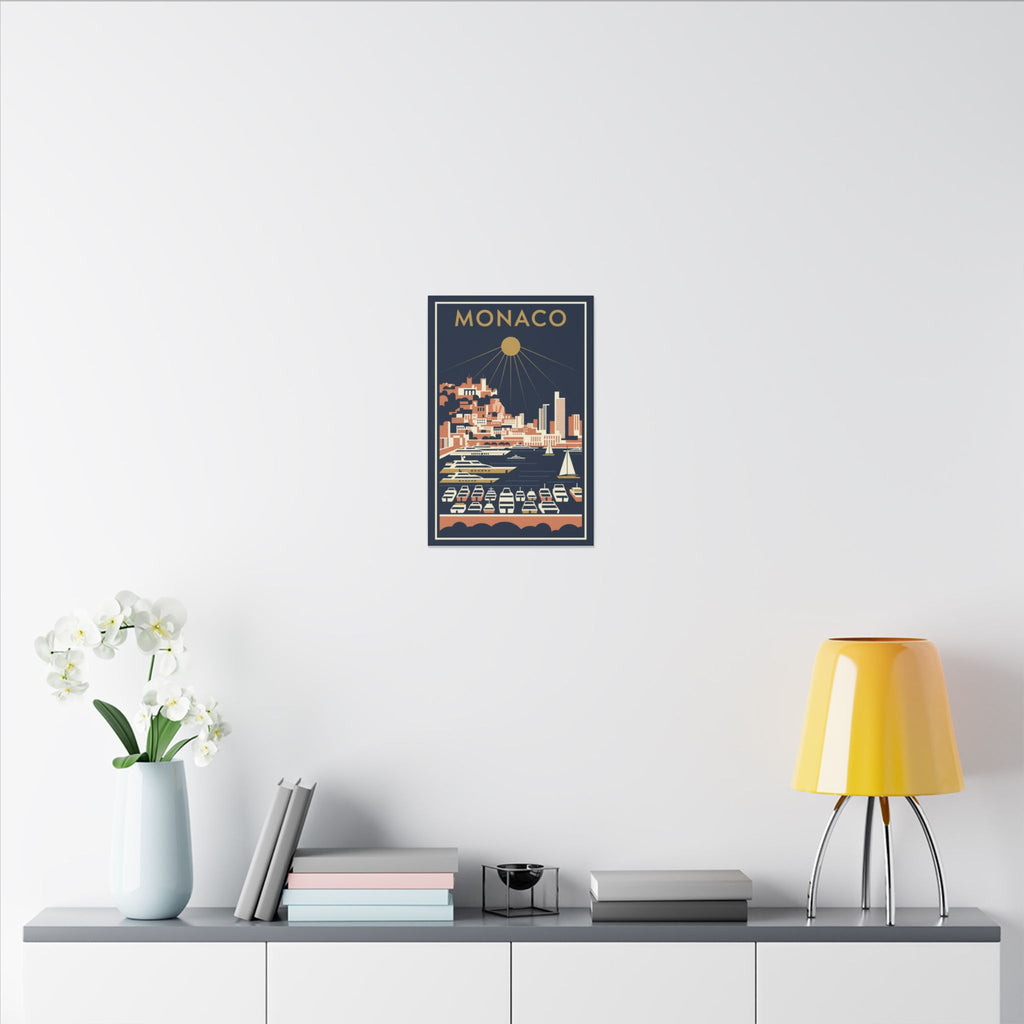 Monaco Harbour Vintage Travel Poster Canvas