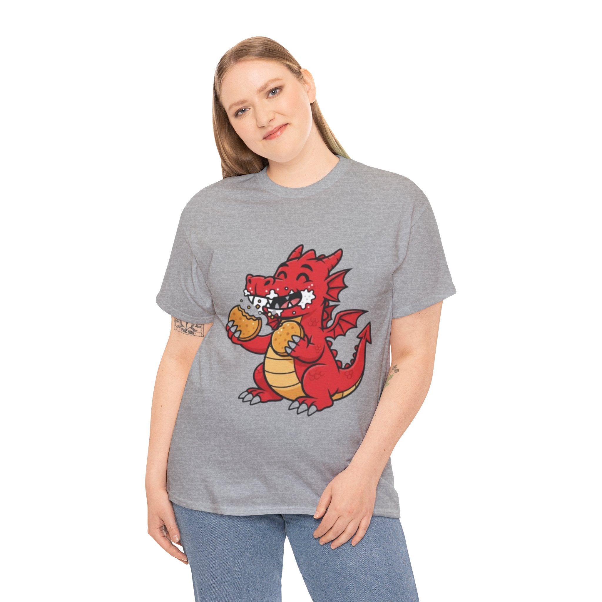 Red Dragon Eating Tacos T-Shirt — Cute Cartoon Taco Lover Tee