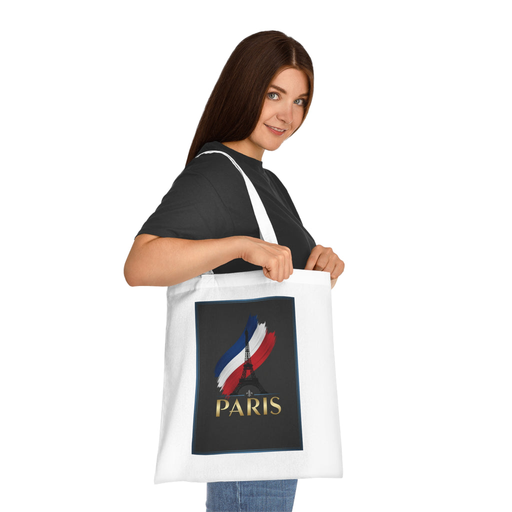 Paris Tricolor Cotton Tote Bag — Eiffel Tower Travel Souvenir