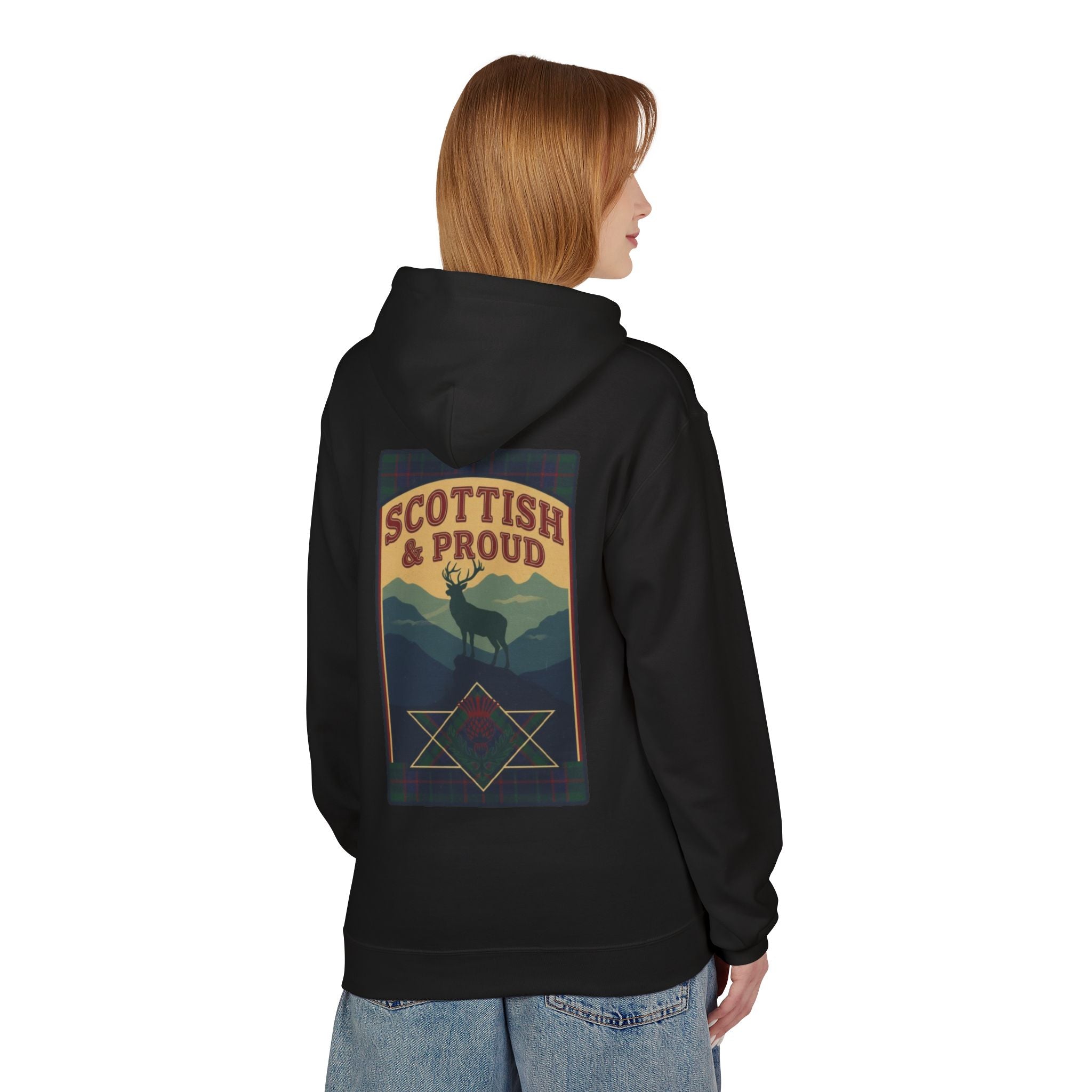 Scottish Hoodie — "Scottish & Proud" Vintage Stag Graphic Pullover