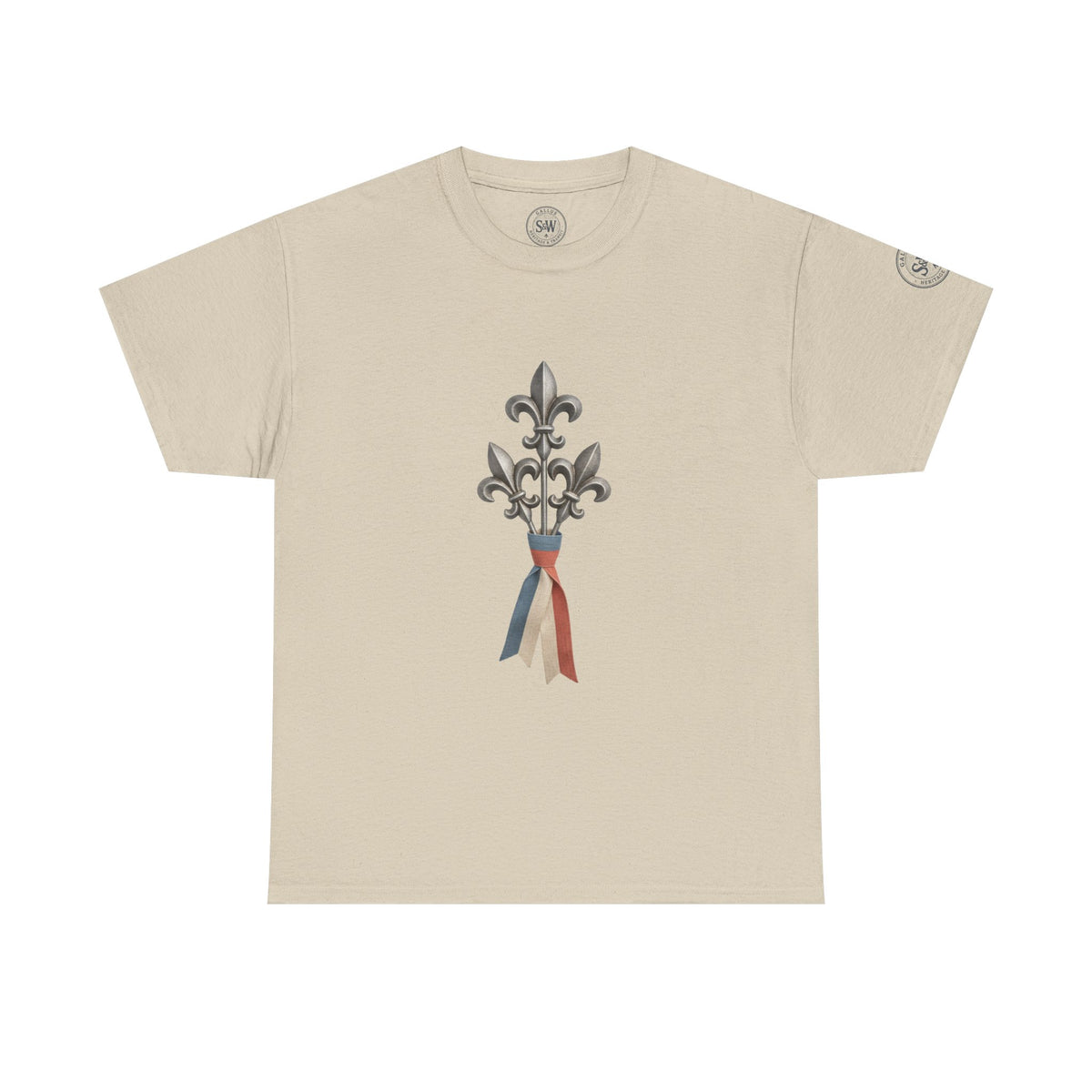 French Fleur-de-Lis T-Shirt — Heritage Ribbon Crest Tee — product image 3