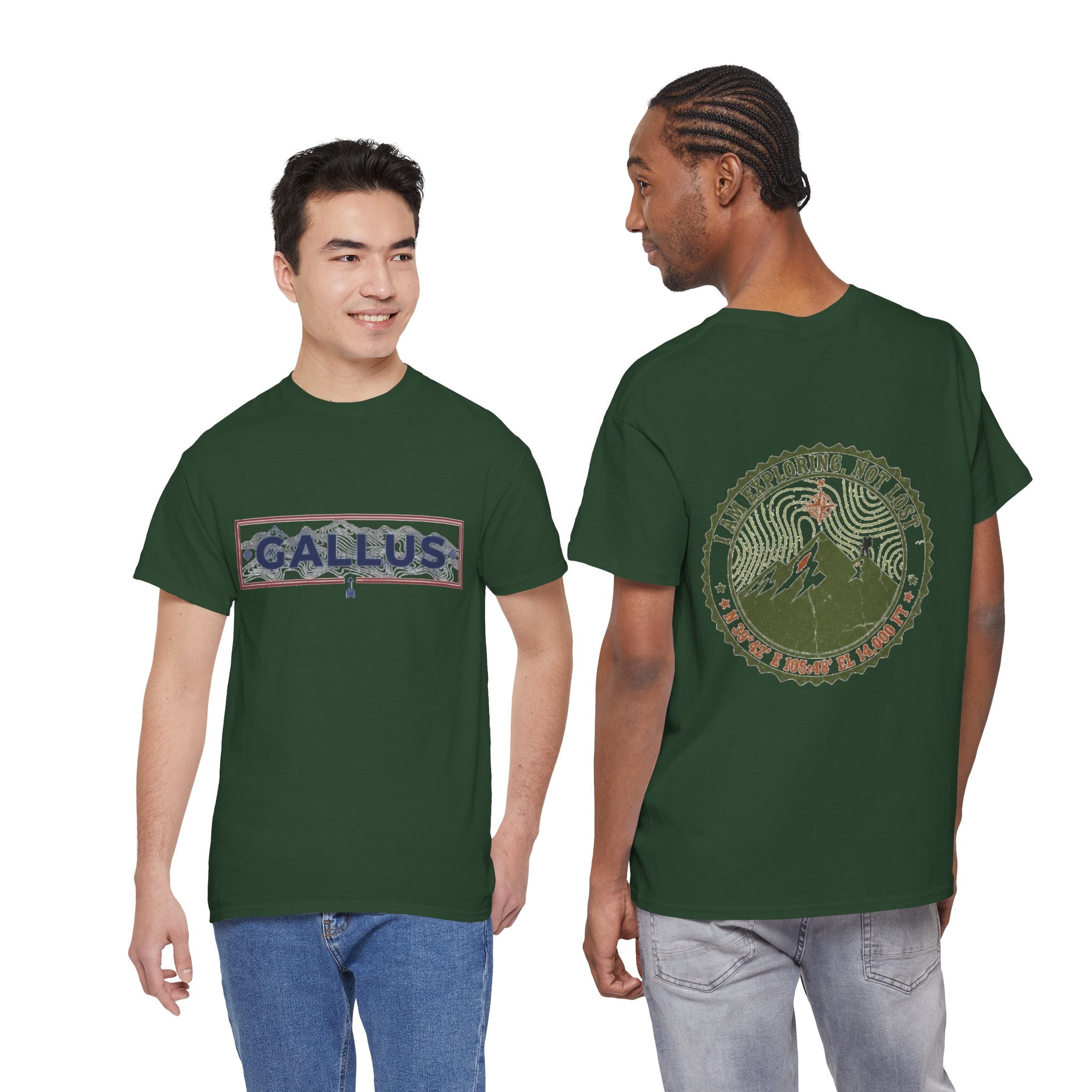 Adventure Logo Tee — "GALLUS" Mountain Badge Shirt (Exploring Not Lost)
