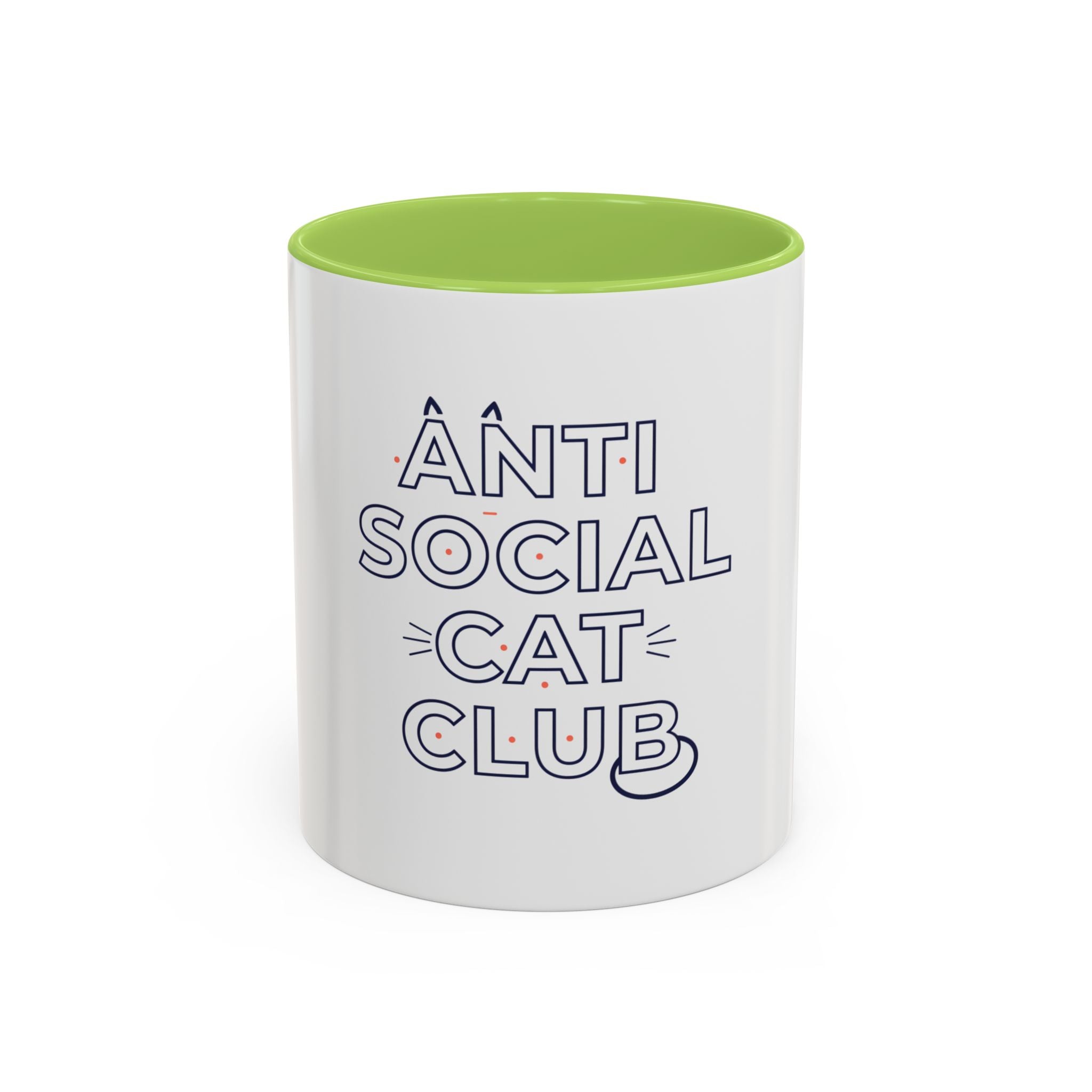Anti Social Cat Club Accent Coffee Mug – Funny Cat Lover 11/15oz Ceramic Mug