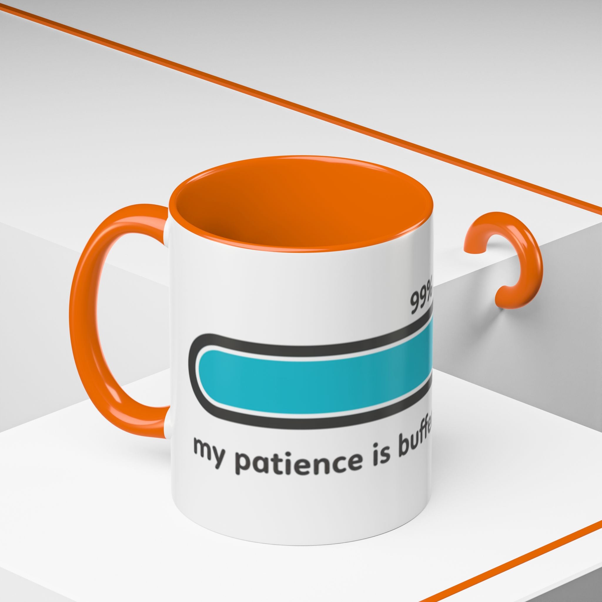 Loading Progress Coffee Mug — "Patience is buffering please wait" Accent Mug