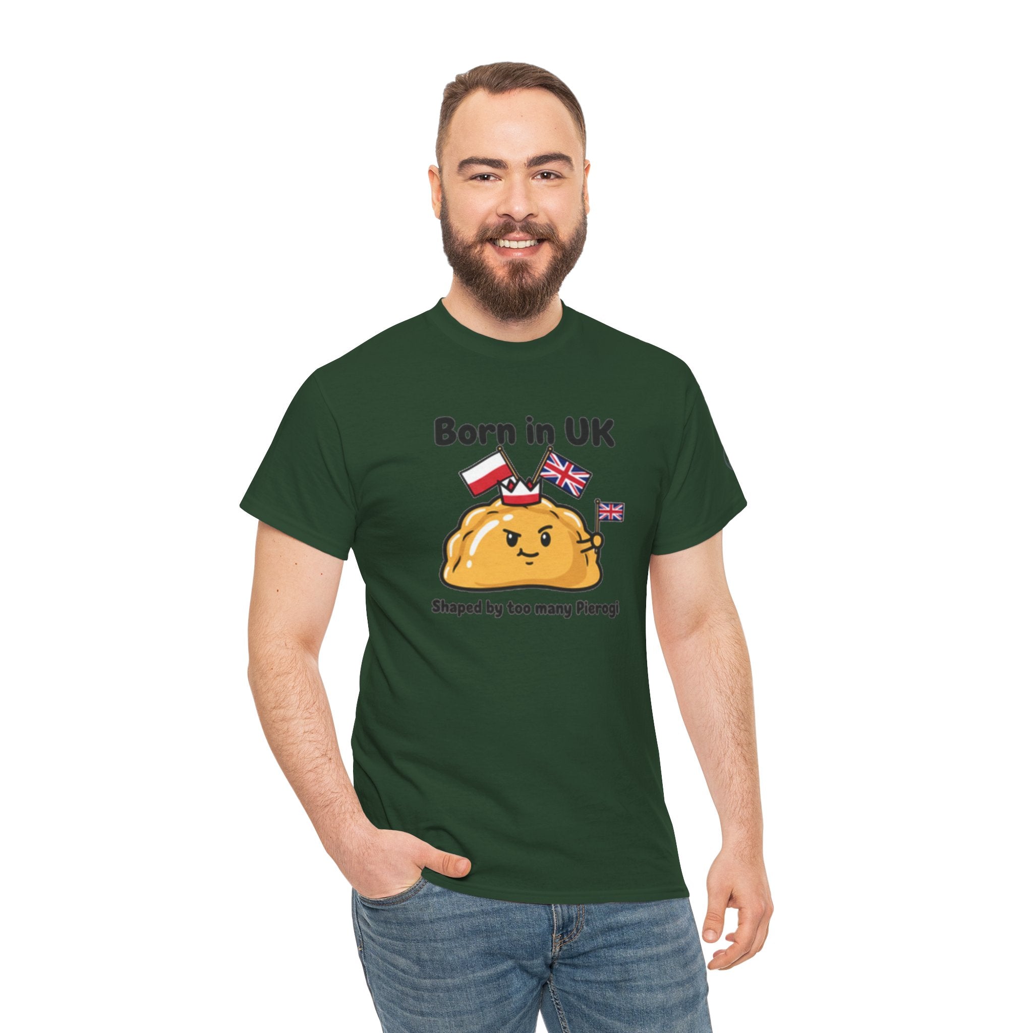 Born in UK Pierogi T‑Shirt — Funny Polish‑British Pride Tee