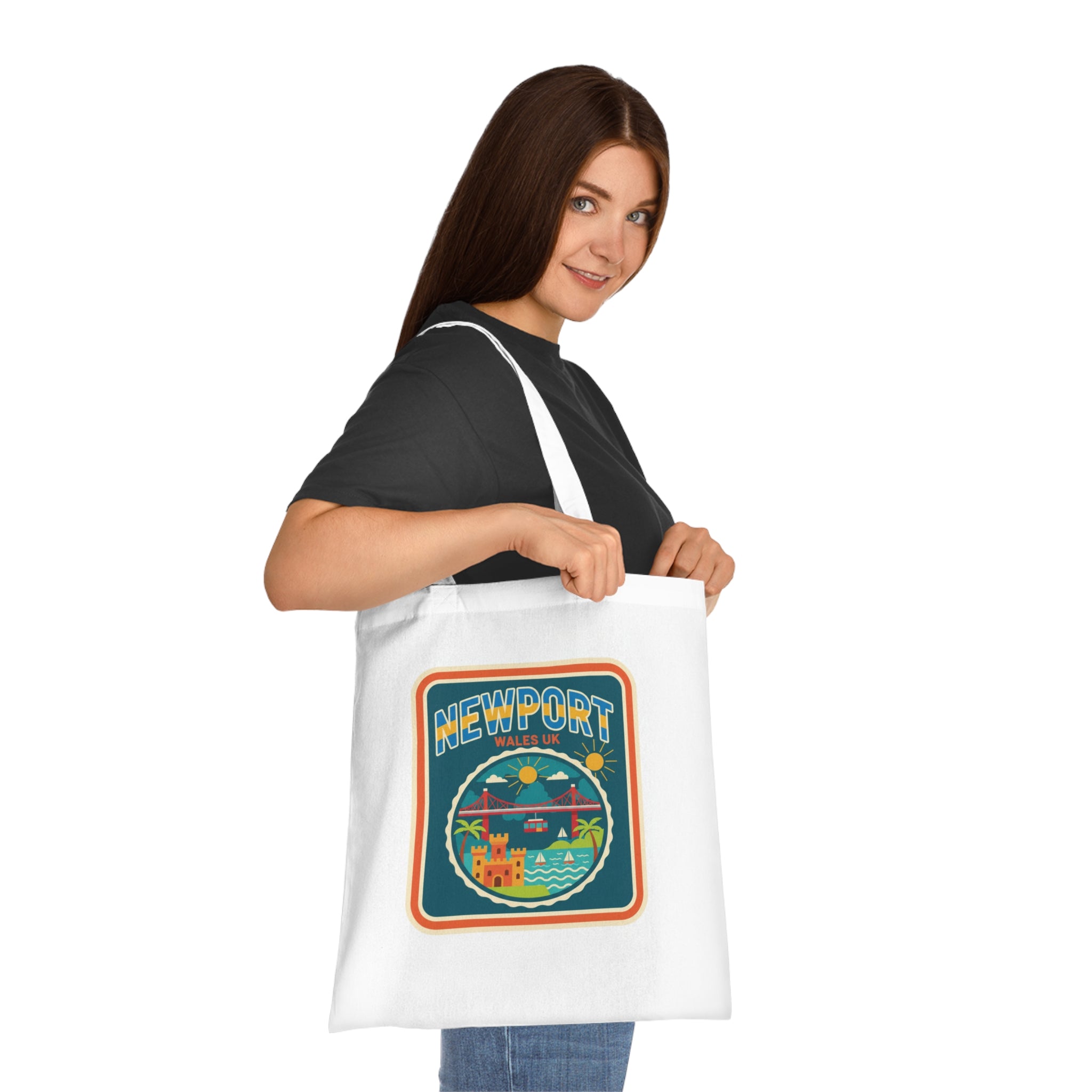 Newport Retro Coast Tote Bag — Vintage Seaside Travel Beach Market Bag