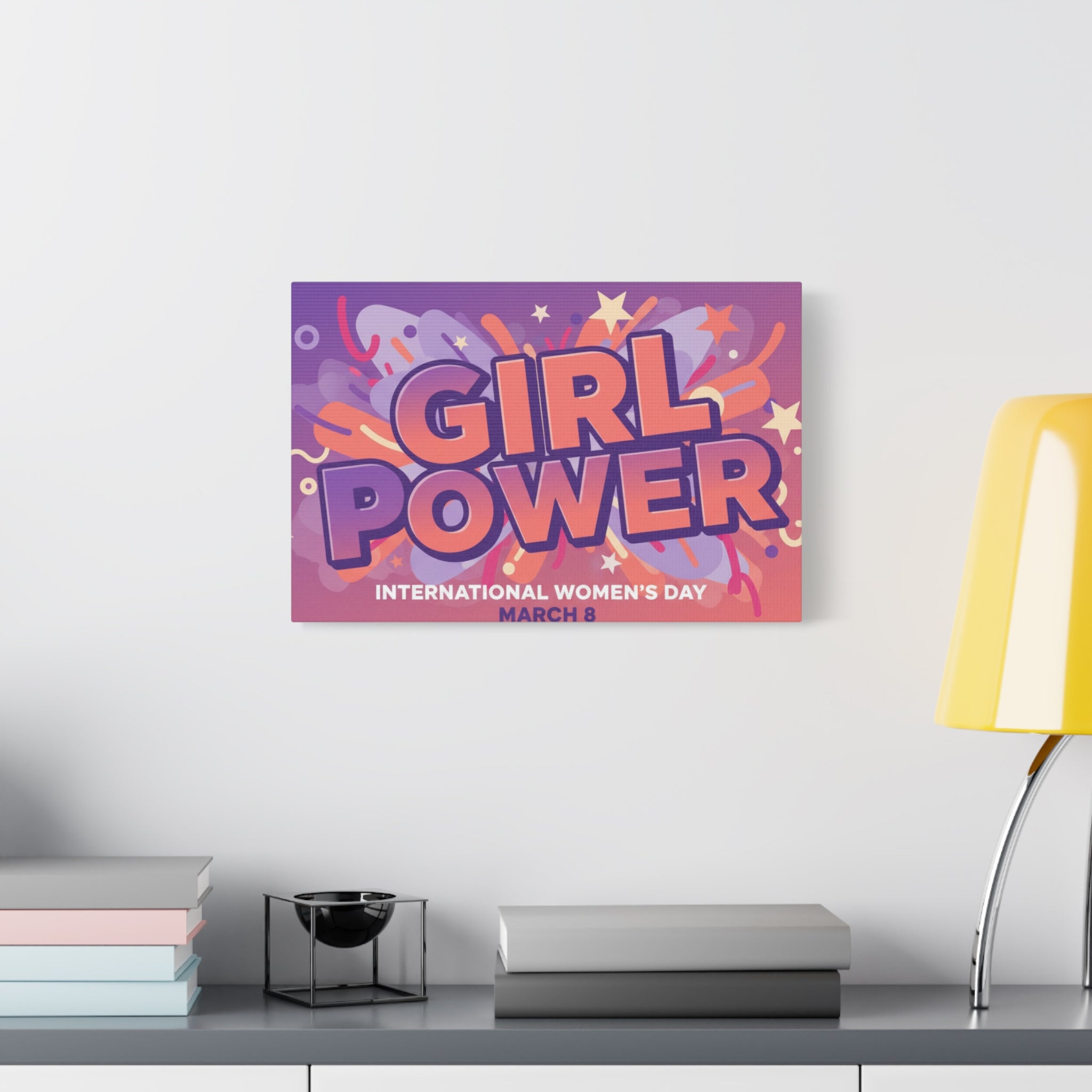 Girl Power Matte Canvas Print — International Women's Day March 8 Wall Art