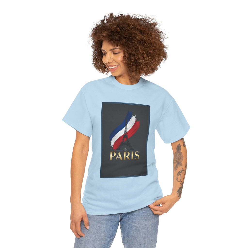 Paris Tricolor Graphic Tee — French Flag Brushstroke T-Shirt