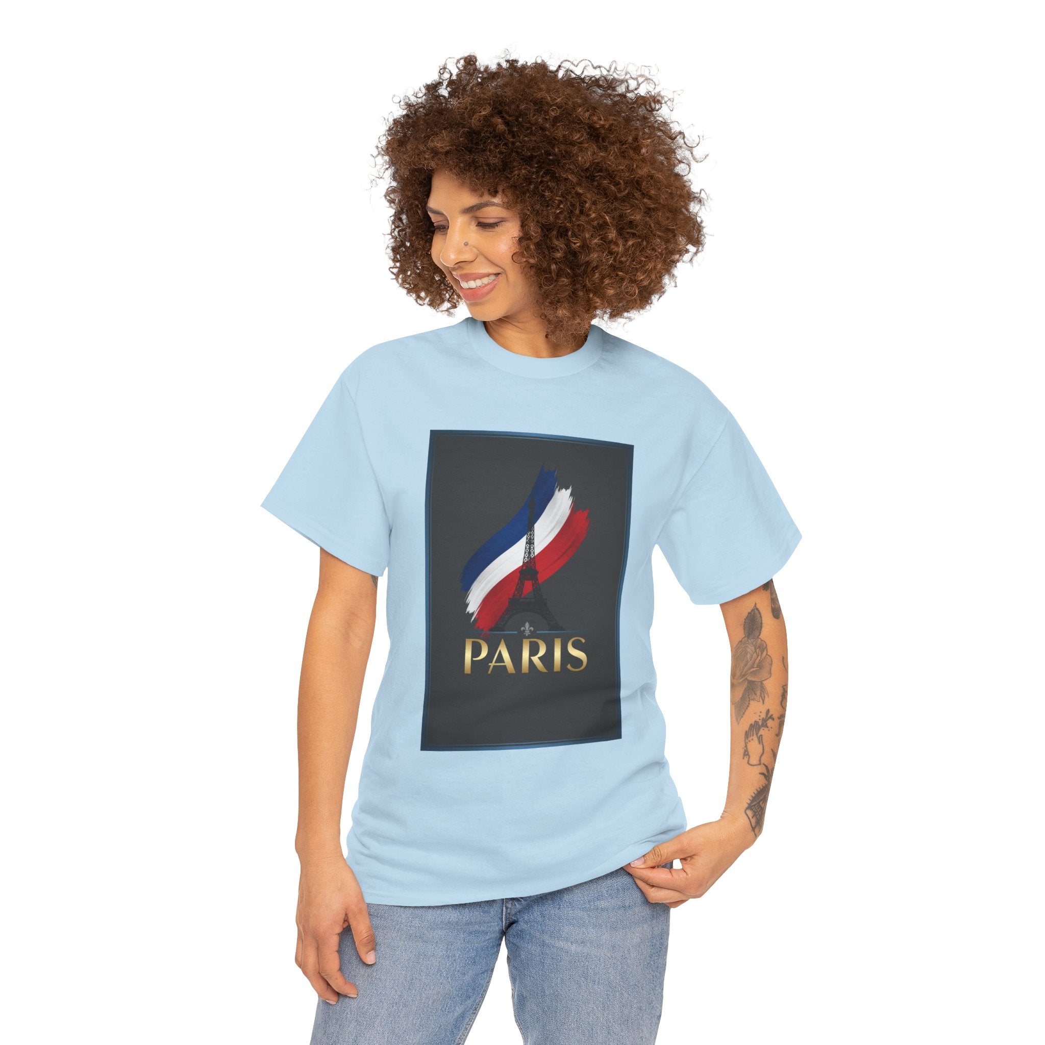 Paris Tricolor Graphic Tee — French Flag Brushstroke T-Shirt