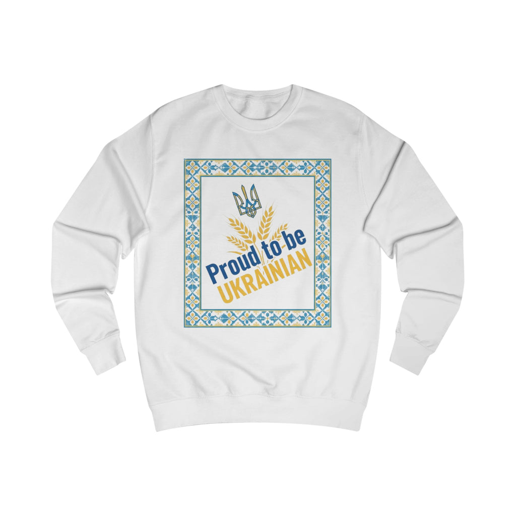 Proud to Be Ukrainian Sweatshirt — Ukrainian Pride Crewneck with Trident & Wheat Design