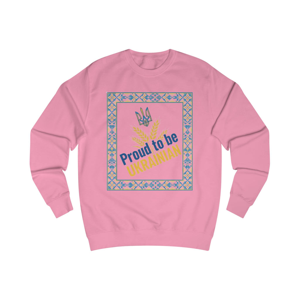 Proud to Be Ukrainian Sweatshirt — Ukrainian Pride Crewneck with Trident & Wheat Design