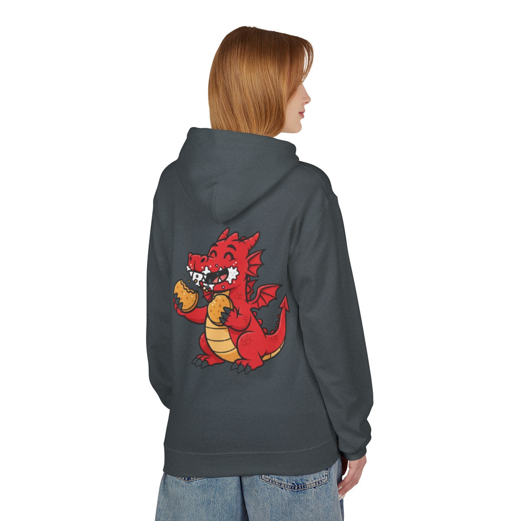 Welsh Dragon Hoodie — Retro Flag Front & Cute Red Dragon Back