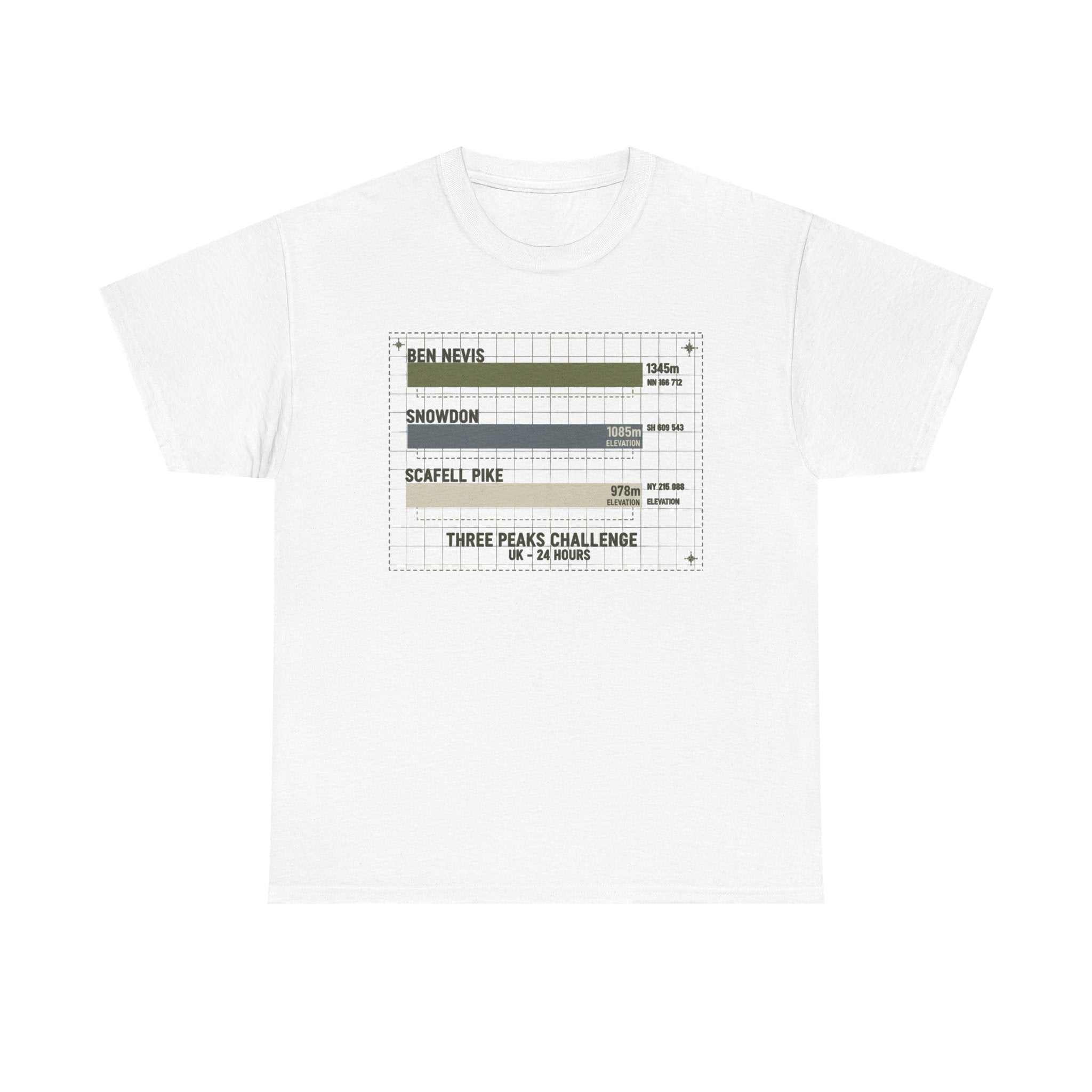 Three Peaks Challenge Graphic T-Shirt — Retro UK Mountain Hiking Tee