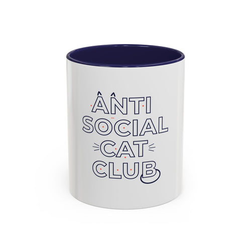 Anti Social Cat Club Accent Coffee Mug – Funny Cat Lover 11/15oz Ceramic Mug