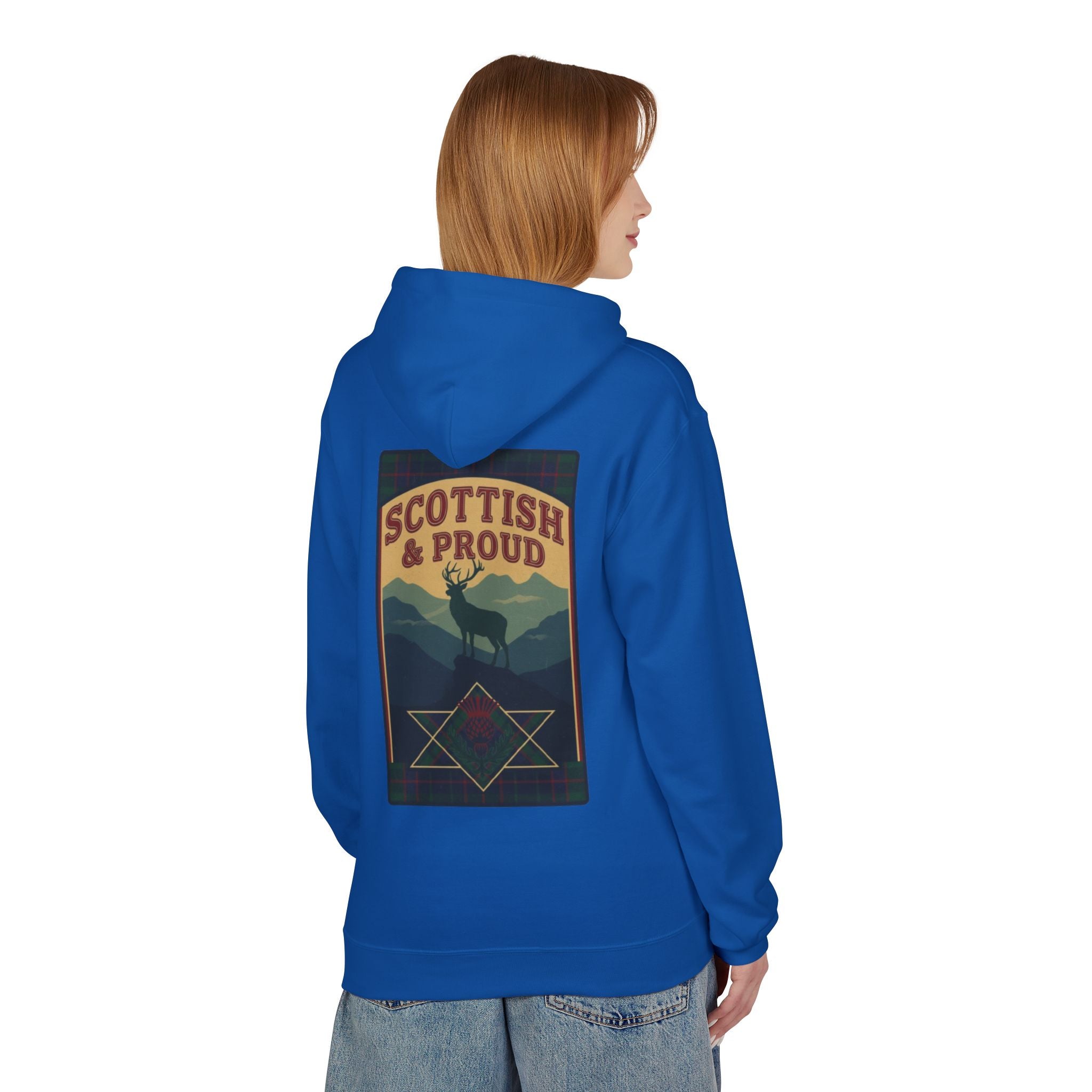 Scottish Hoodie — "Scottish & Proud" Vintage Stag Graphic Pullover