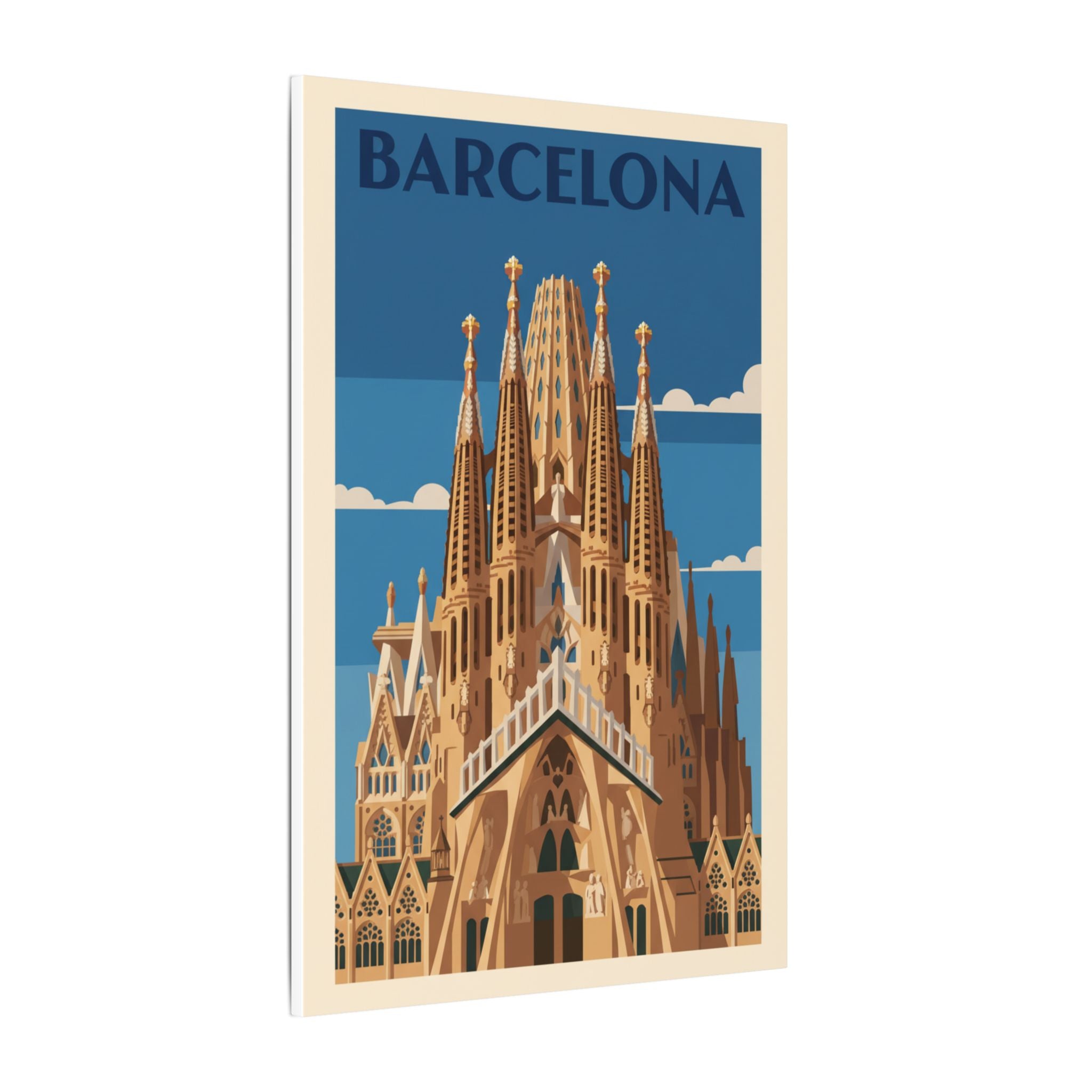 Barcelona Sagrada Familia Matte Canvas Print Stretched Travel Poster Wall Art