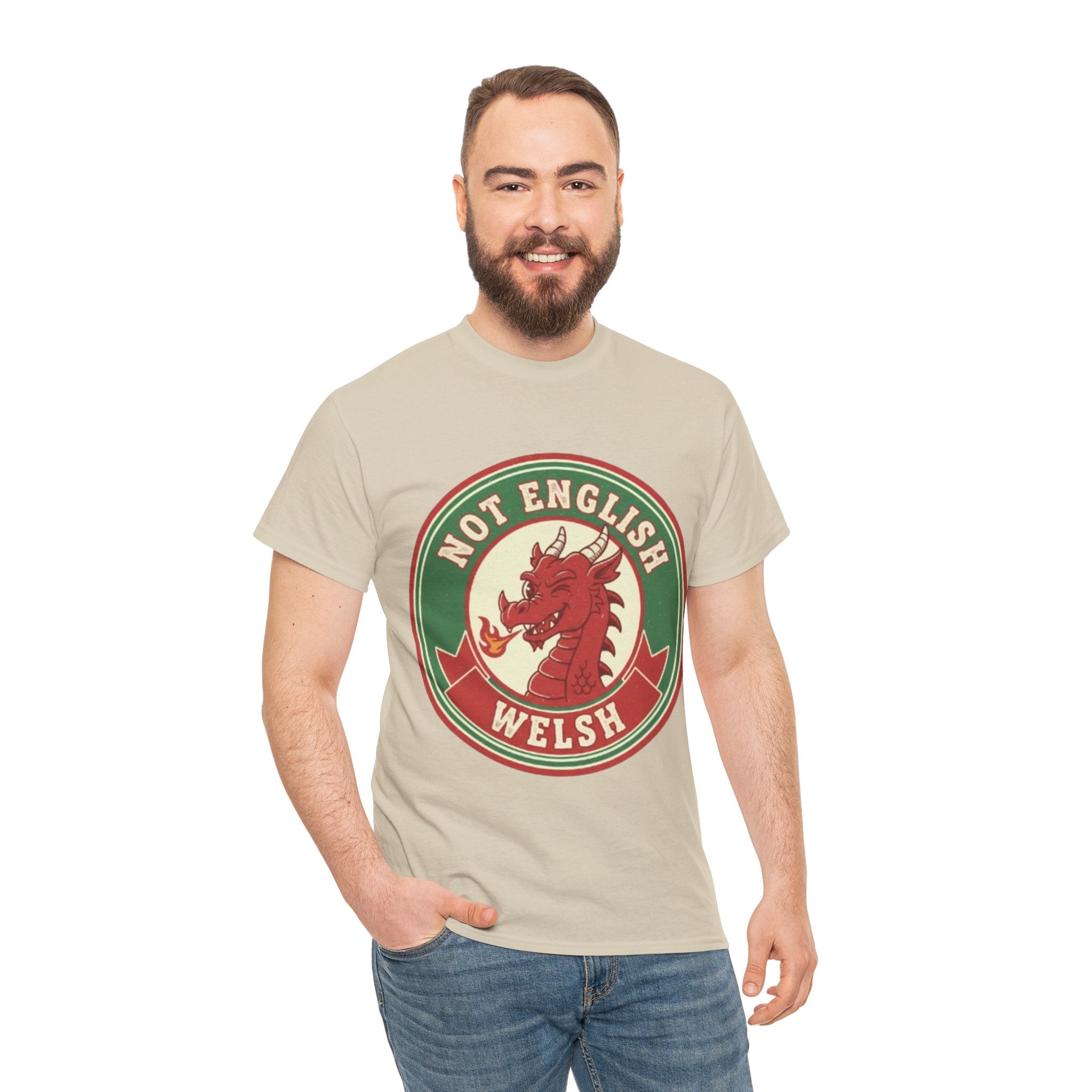 Not English Welsh T‑Shirt — Funny Wales Dragon Tee for Welsh Pride