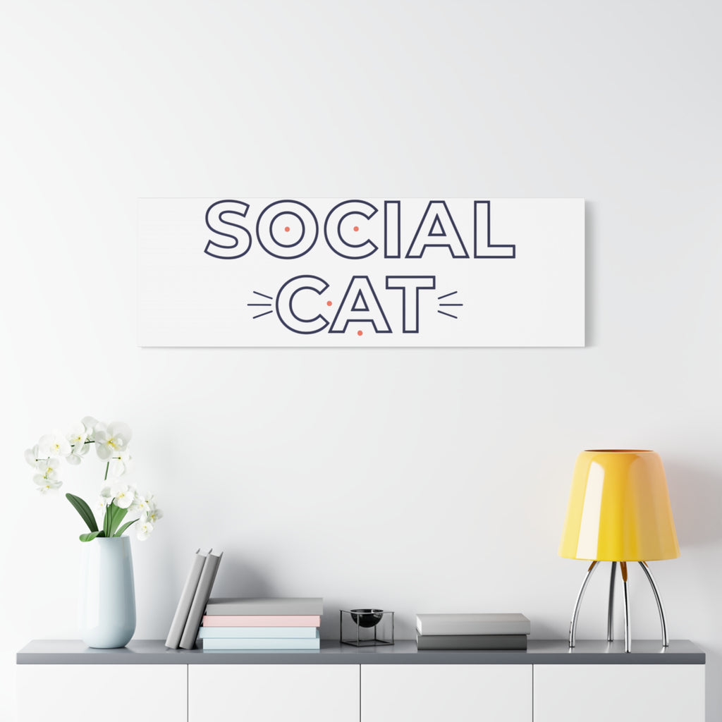 Anti Social Cat Club Canvas | Outline-Only Typography, Hollow Letter Art
