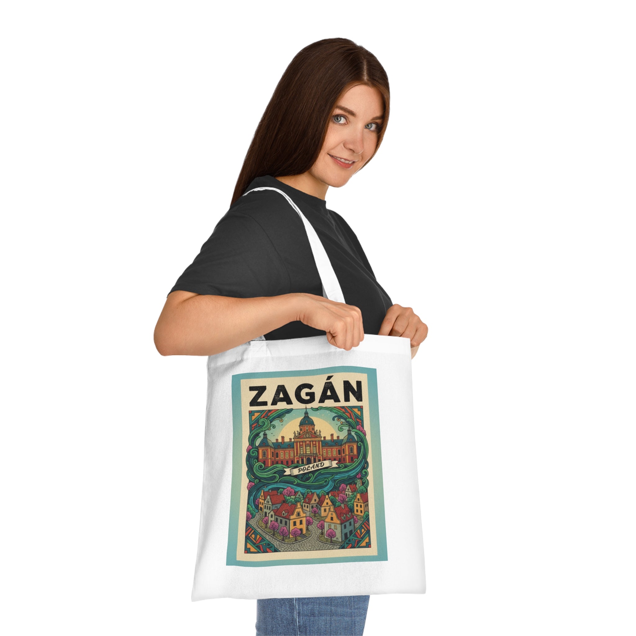 Zagán Vintage Travel Tote Bag — Retro Cityscape Cotton Market Bag