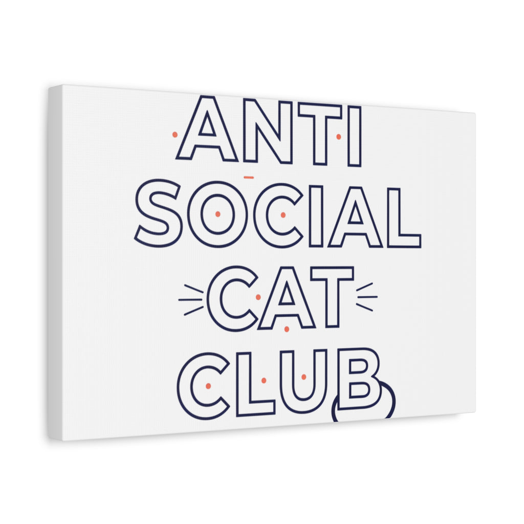 Anti Social Cat Club Canvas | Outline-Only Typography, Hollow Letter Art