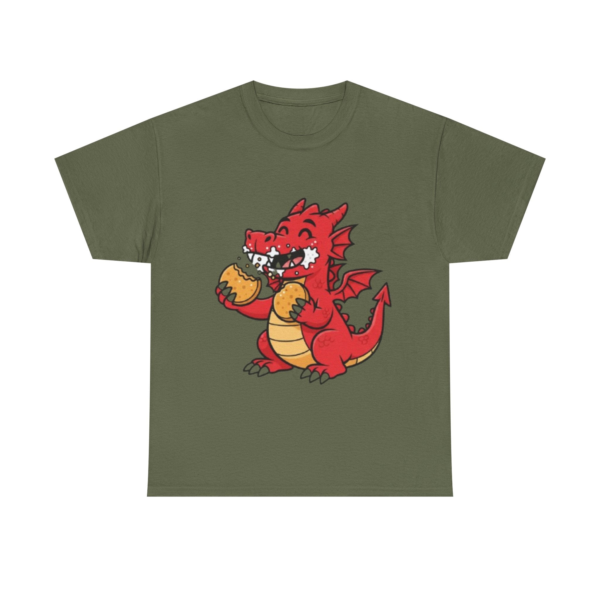 Red Dragon Eating Tacos T-Shirt — Cute Cartoon Taco Lover Tee