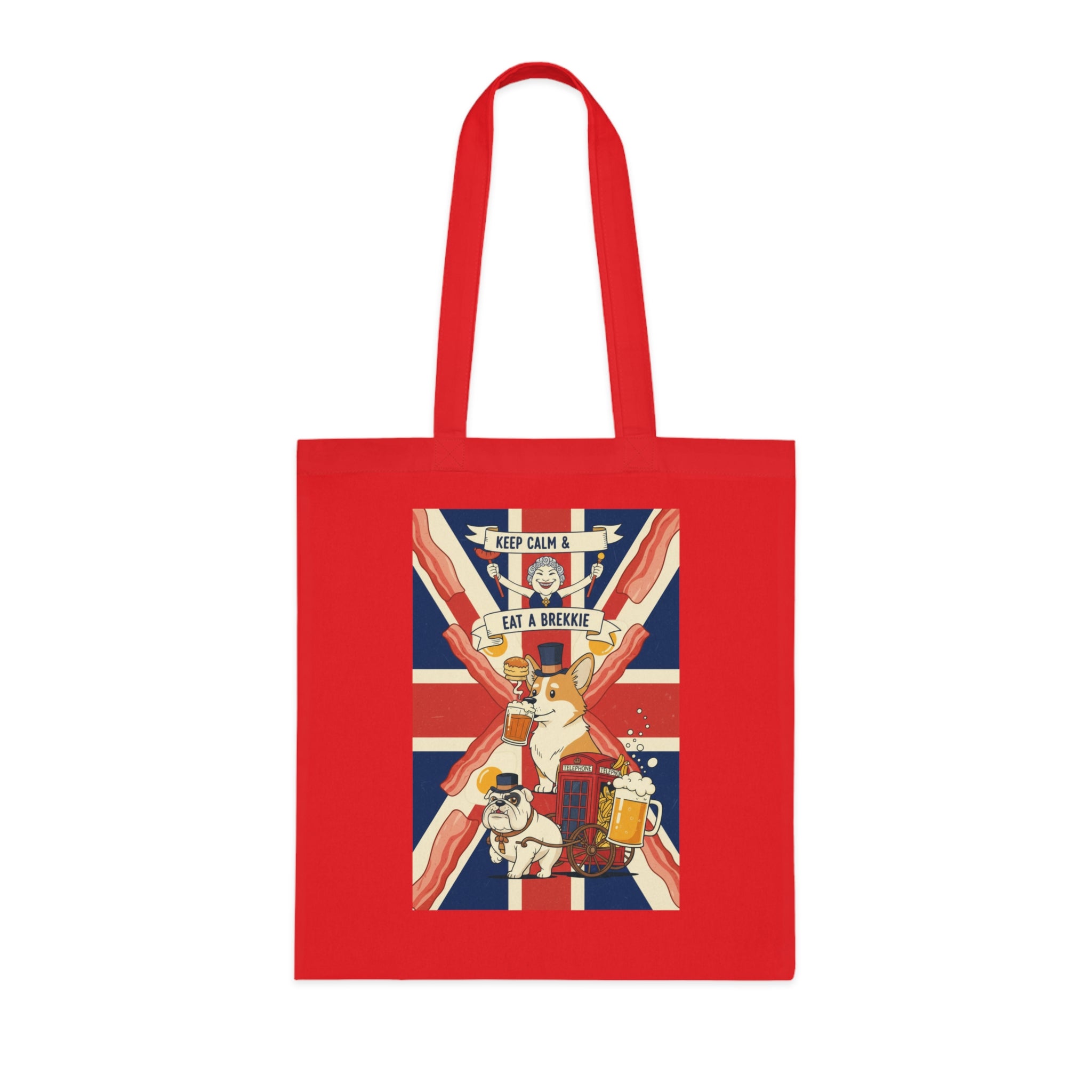 Keep Calm and Eat a Scone Cotton Tote — British Flag Bakery Illustration Grocery Bag