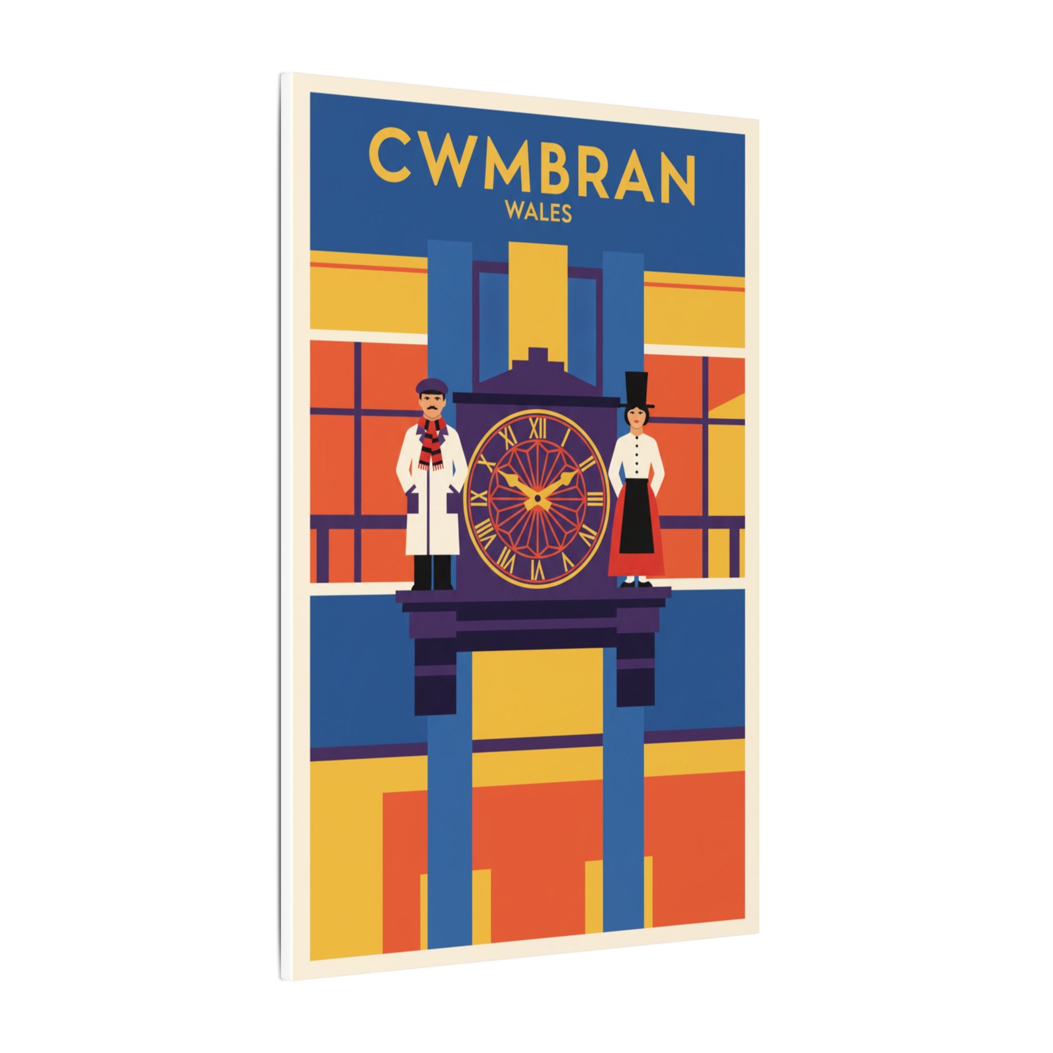Cwmbran Wales Vintage Clock Tower Matte Canvas Print