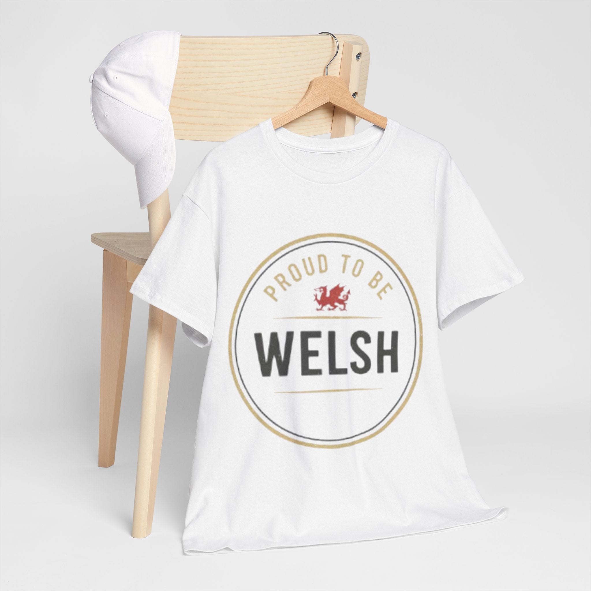 Proud to Be Welsh T-Shirt — Welsh Pride Tee with Red Dragon Badge