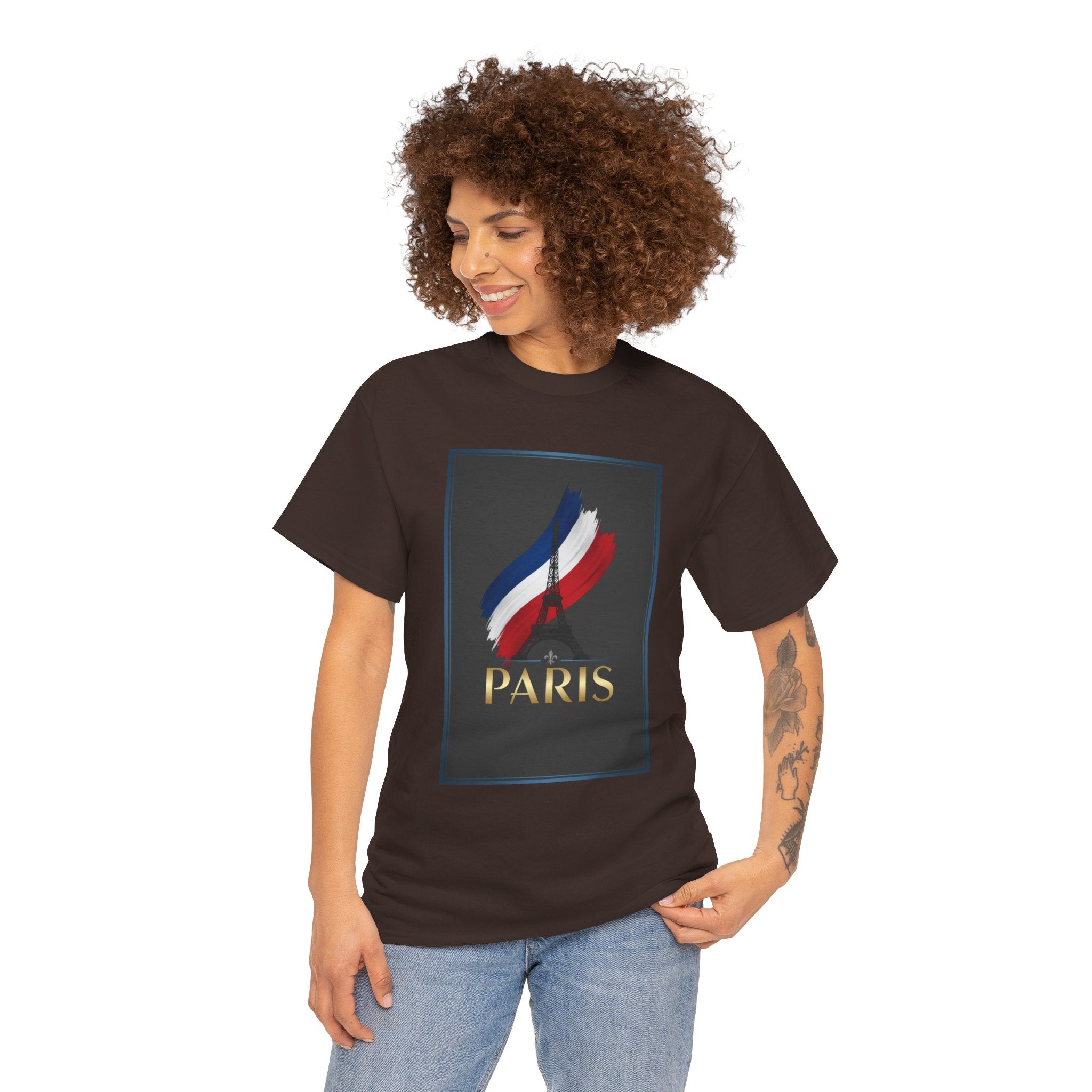Paris Tricolor Graphic Tee — French Flag Brushstroke T-Shirt