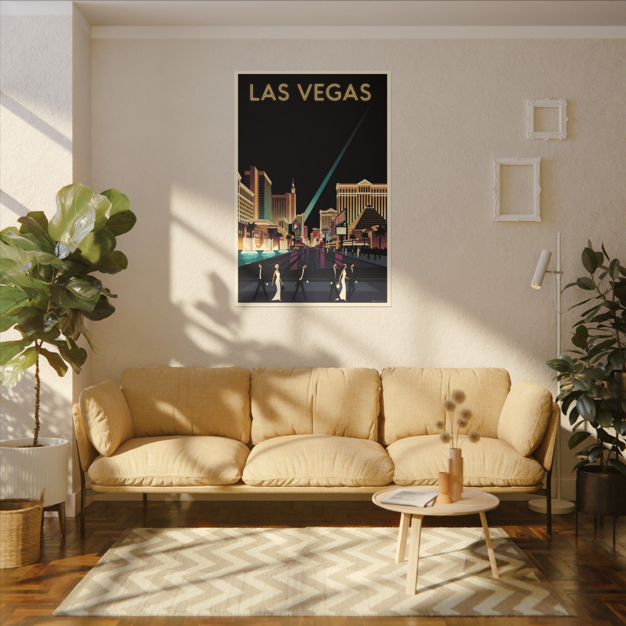 Las Vegas Retro Travel Canvas Print Vintage Night Strip Wall Art