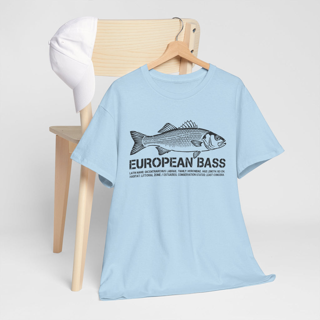 European Bass Fishing — Vintage Fish Illustration Tee