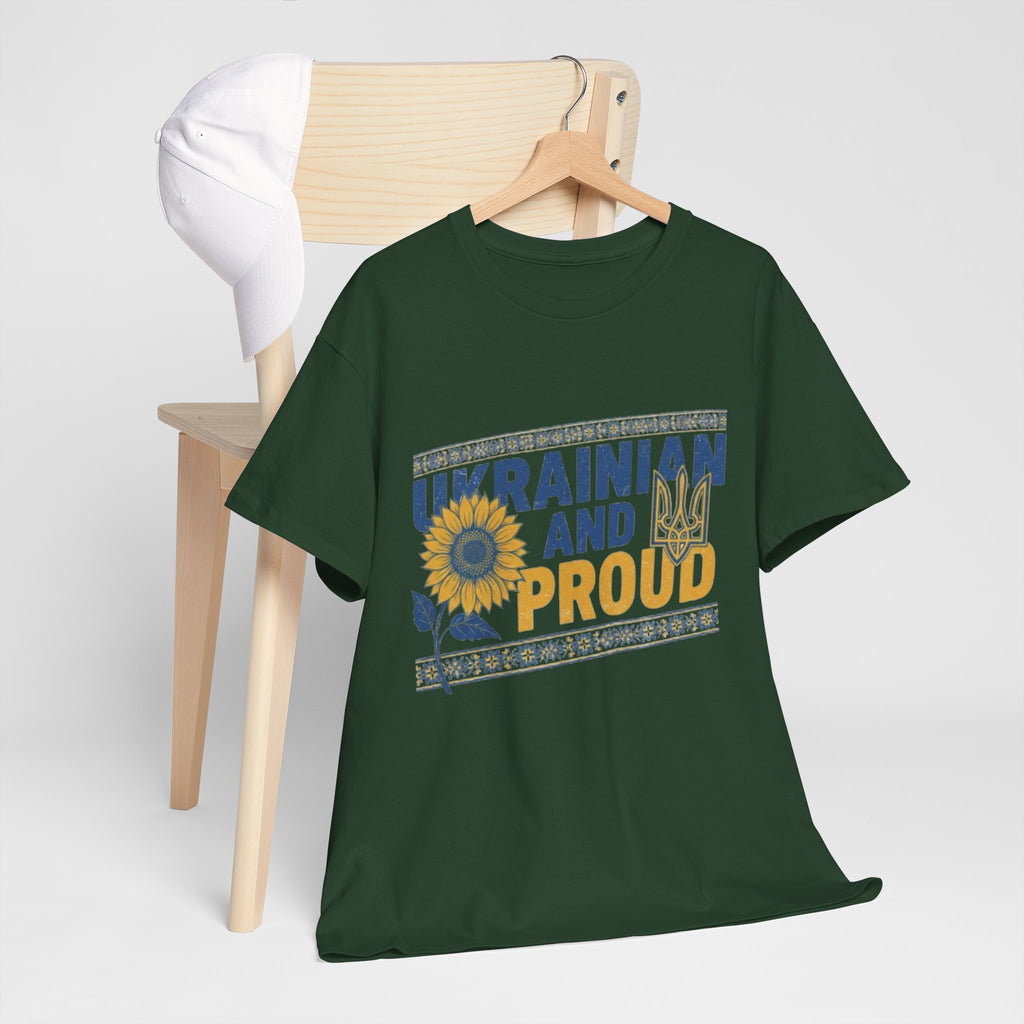 Ukrainian and Proud T-Shirt — Sunflower & Tryzub Patriotic Tee