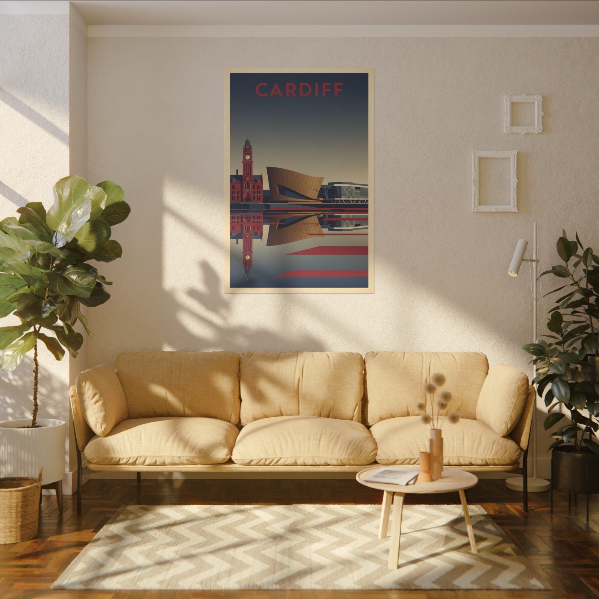 Cardiff Bay waterfront Matte Canvas Print Stretched Wall Art