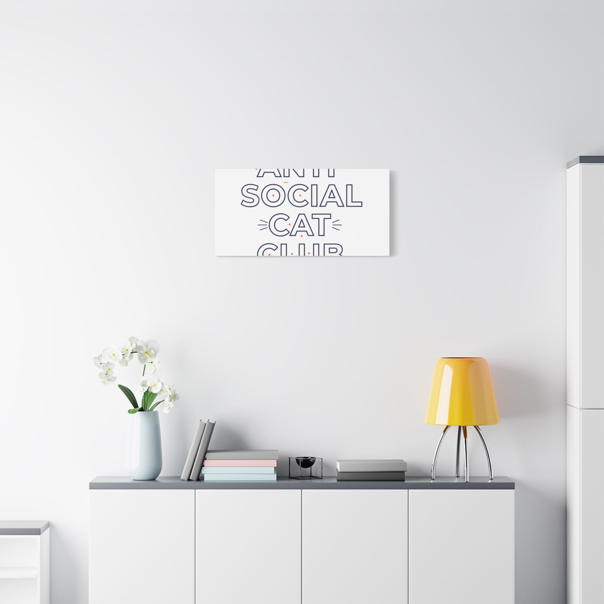Anti Social Cat Club Canvas | Outline-Only Typography, Hollow Letter Art