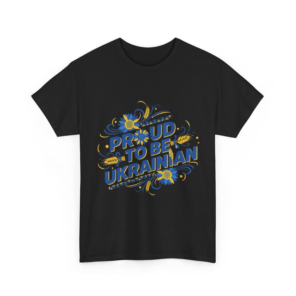 Proud to Be Ukrainian T-Shirt — Blue & Yellow Floral Pride Tee